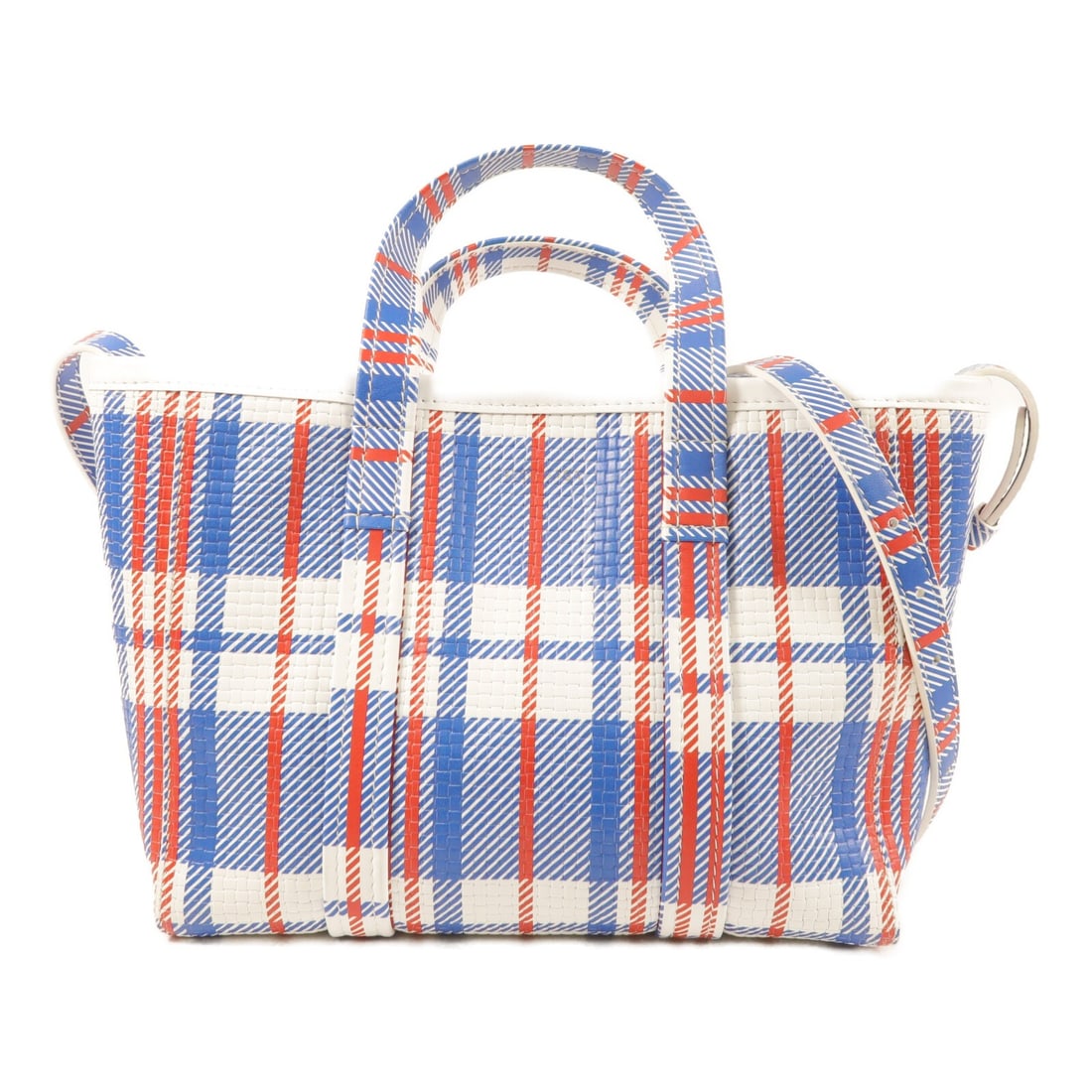 Balenciaga Multicolor Calfskin East West 2Way Tote Shoulder Bag: Balenciaga Multicolor Calfskin East West 2Way Tote Shoulder Bag This BALENCIAGA East West Tote is a versatile 2-way shoulder bag crafted from high-quality calfskin leather in a multicolor design. Feat