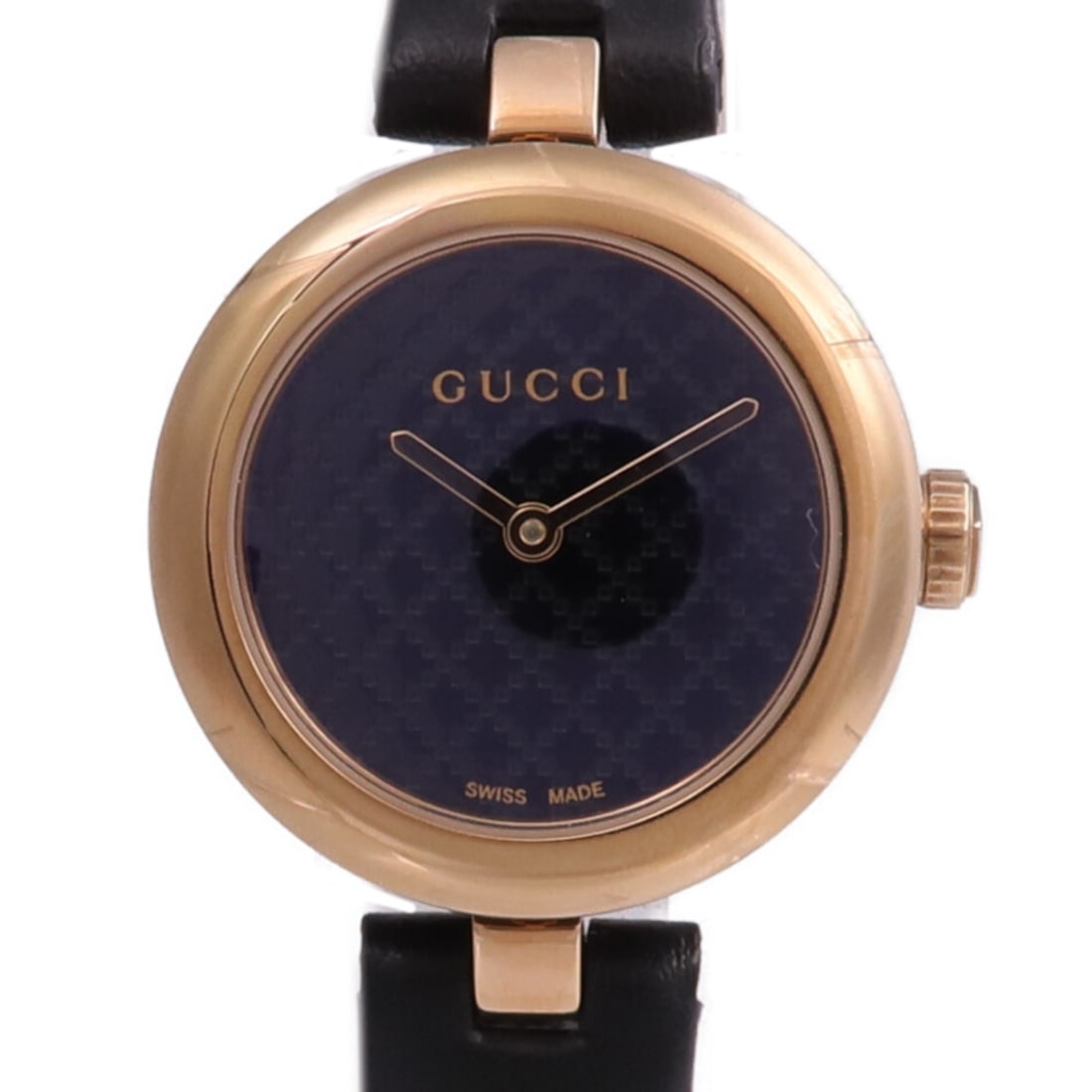 Gucci Diamantissima Women's Quartz Stainless Steel Black Leather Strap Watch YA141501 (1 of 15)