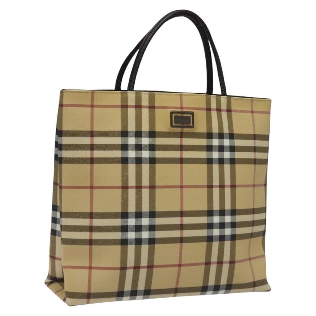 Burberry Nova Check Beige Canvas Shoulder Bag for Women: Burberry Nova Check Beige Canvas Shoulder Bag for Women This Burberry Nova Check handbag features the iconic beige Nova Check canvas and is designed for women. The bag shows signs of prior use, includ