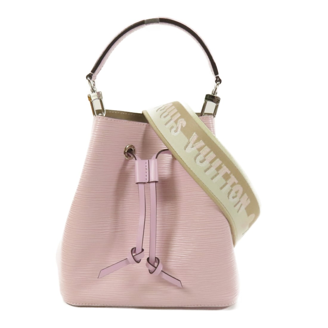 LOUIS VUITTON Neo Noe BB Pink 2way Shoulder Bag Epi Leather: LOUIS VUITTON Neo Noe BB Pink 2way Shoulder Bag Epi Leather This Louis Vuitton Neo Noe BB 2way Shoulder Bag is a stylish accessory crafted from high-quality calfskin (cowhide) in a vibrant pink hue. I