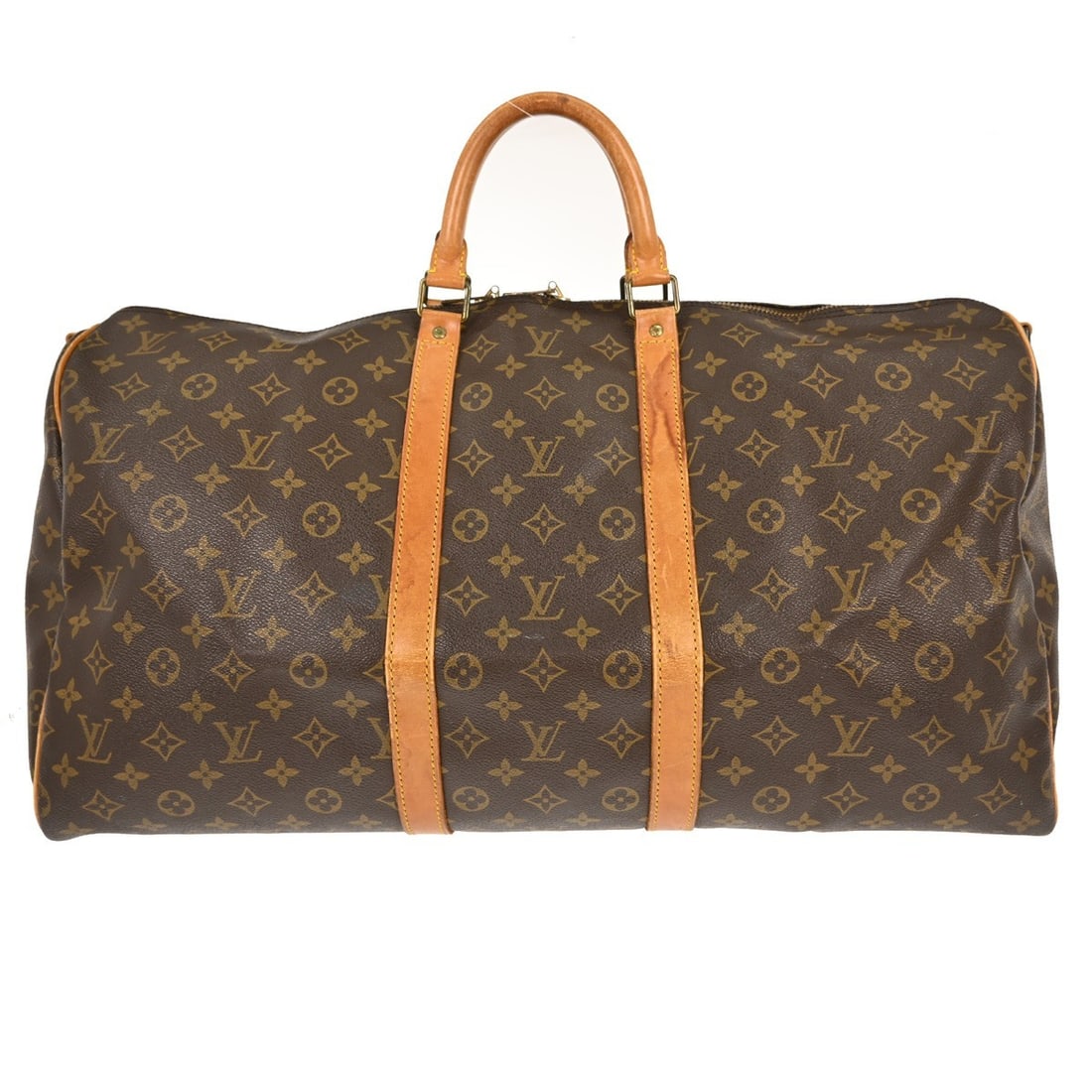 Louis Vuitton Keepall Bandouliiere 55 Monogram Canvas Travel Duffle Bag: Louis Vuitton Keepall Bandouliiere 55 Monogram Canvas Travel Duffle Bag The Louis Vuitton Keepall Bandouliere 55 is an extra-large duffle bag crafted from iconic monogram canvas with beige double hand
