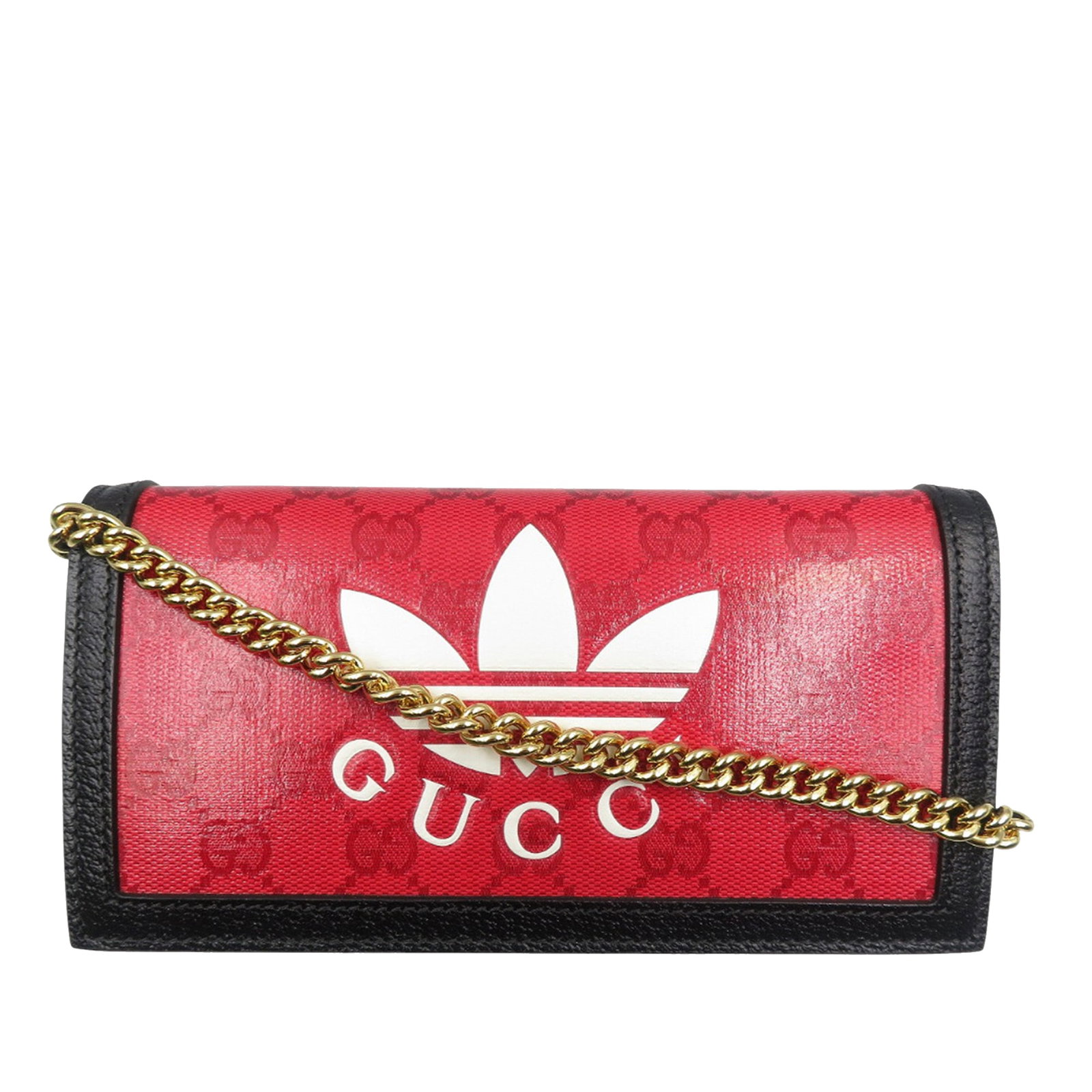 Adidas GG Supreme Chain Wallet by Gucci in Red Canvas with Leather Trim (1 of 11)