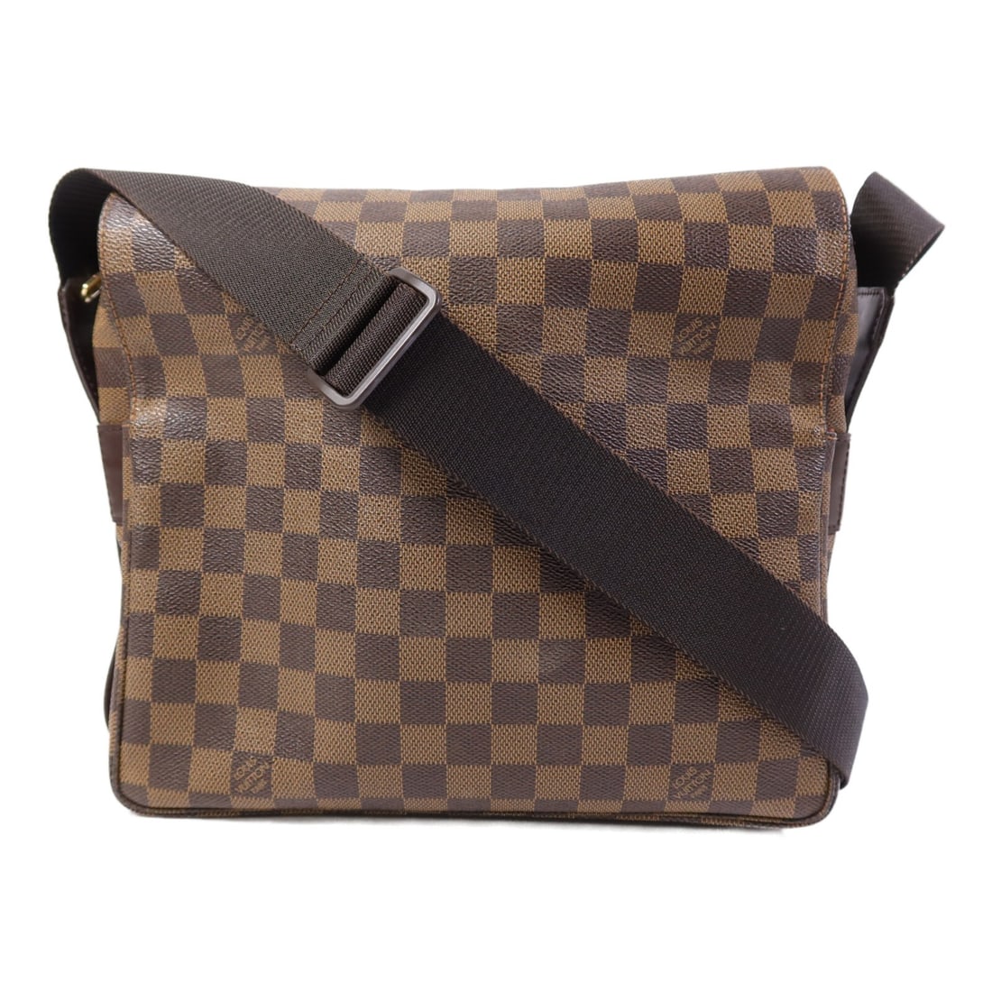Louis Vuitton Damier Naviglio Brown PVC Canvas Shoulder Bag N45255 Gold Hardware: Louis Vuitton Damier Naviglio Brown PVC Canvas Shoulder Bag N45255 Gold Hardware This Louis Vuitton Naviglio shoulder messenger bag features the iconic Damier brown pattern and is crafted from durable
