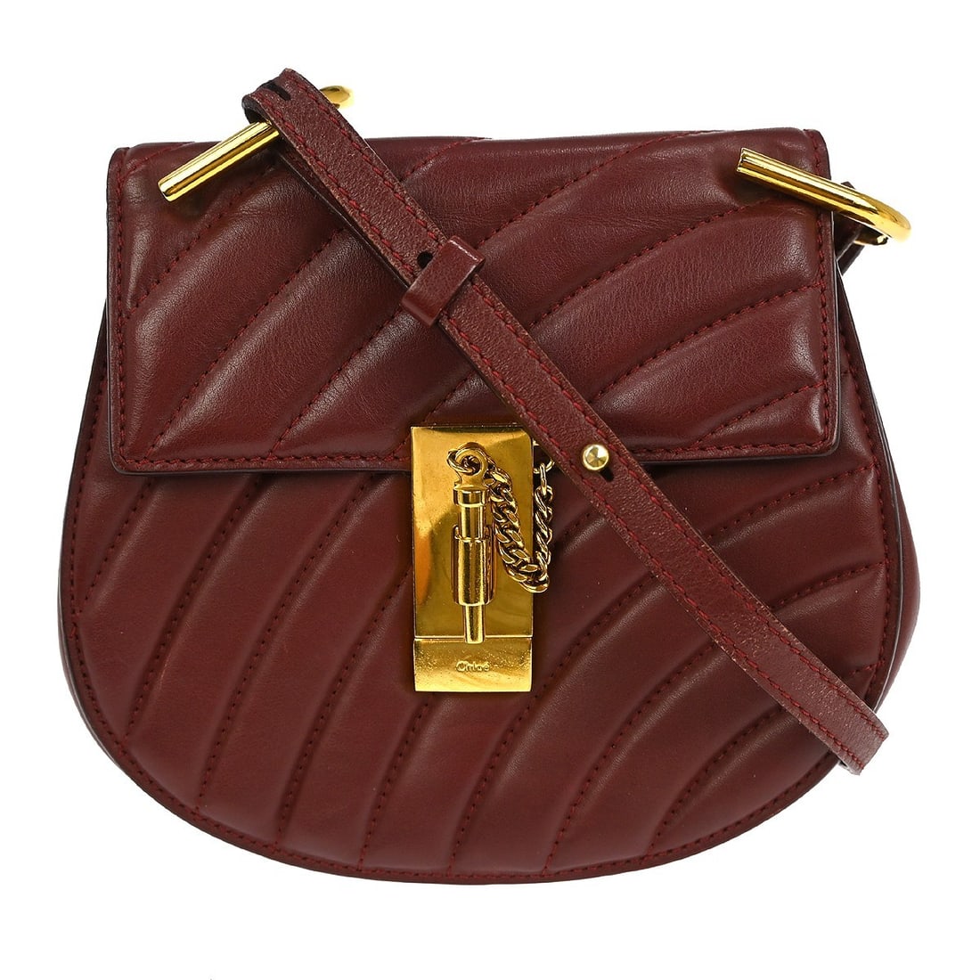 Chloe Mavis Medium Bordeaux Leather Crossbody Shoulder Bag Gold Hardware: Chloe Mavis Medium Bordeaux Leather Crossbody Shoulder Bag Gold Hardware This Chloe Mavis shoulder bag is crafted from Bordeaux leather and features a medium-sized, structured silhouette. Designed wit