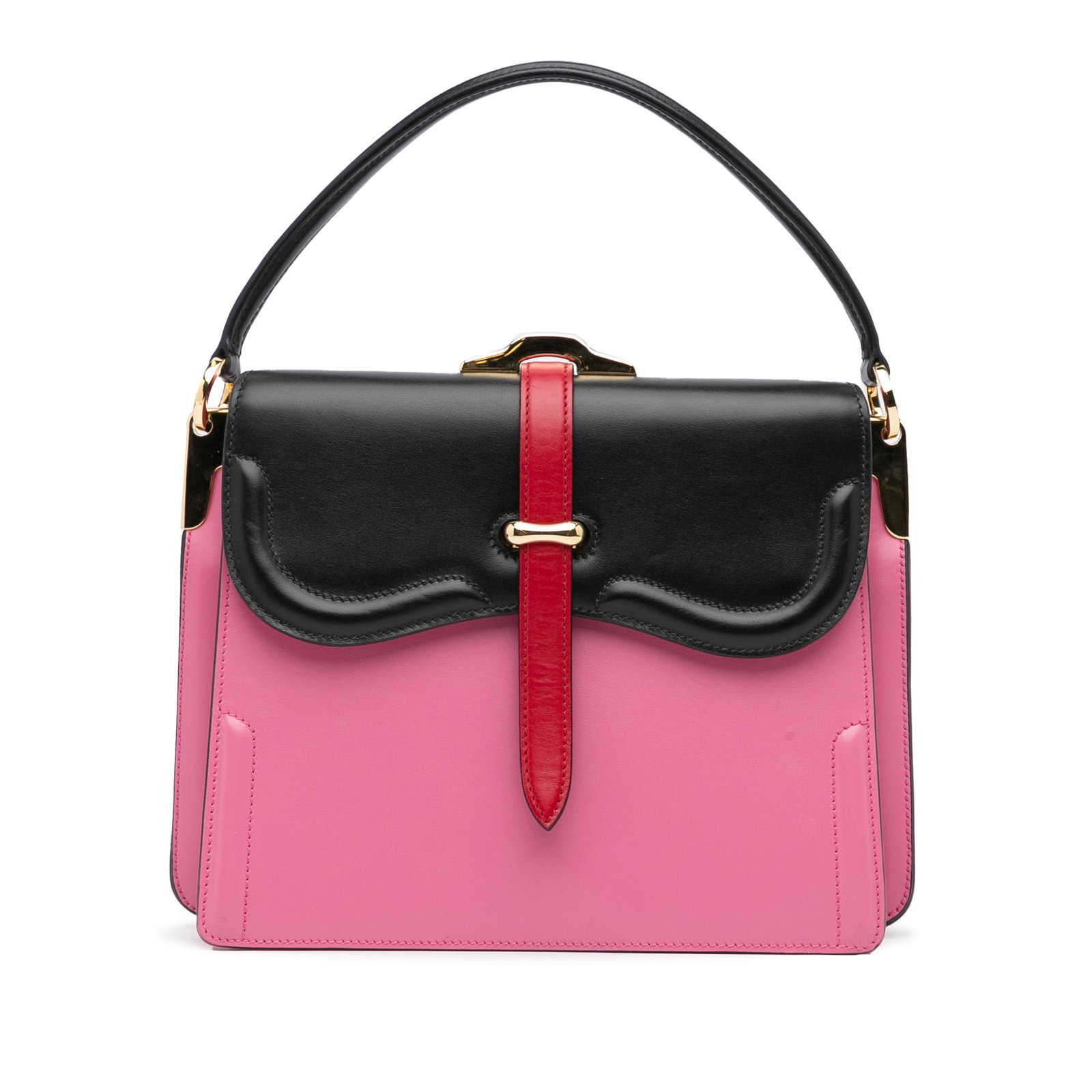 Prada Belle Satchel Pink Leather Bag with Chain Strap: Prada Belle Satchel Pink Leather Bag with Chain Strap The Prada Belle Satchel is a stylish and sophisticated handbag crafted from high-quality leather. This elegant bag features a practical top handle