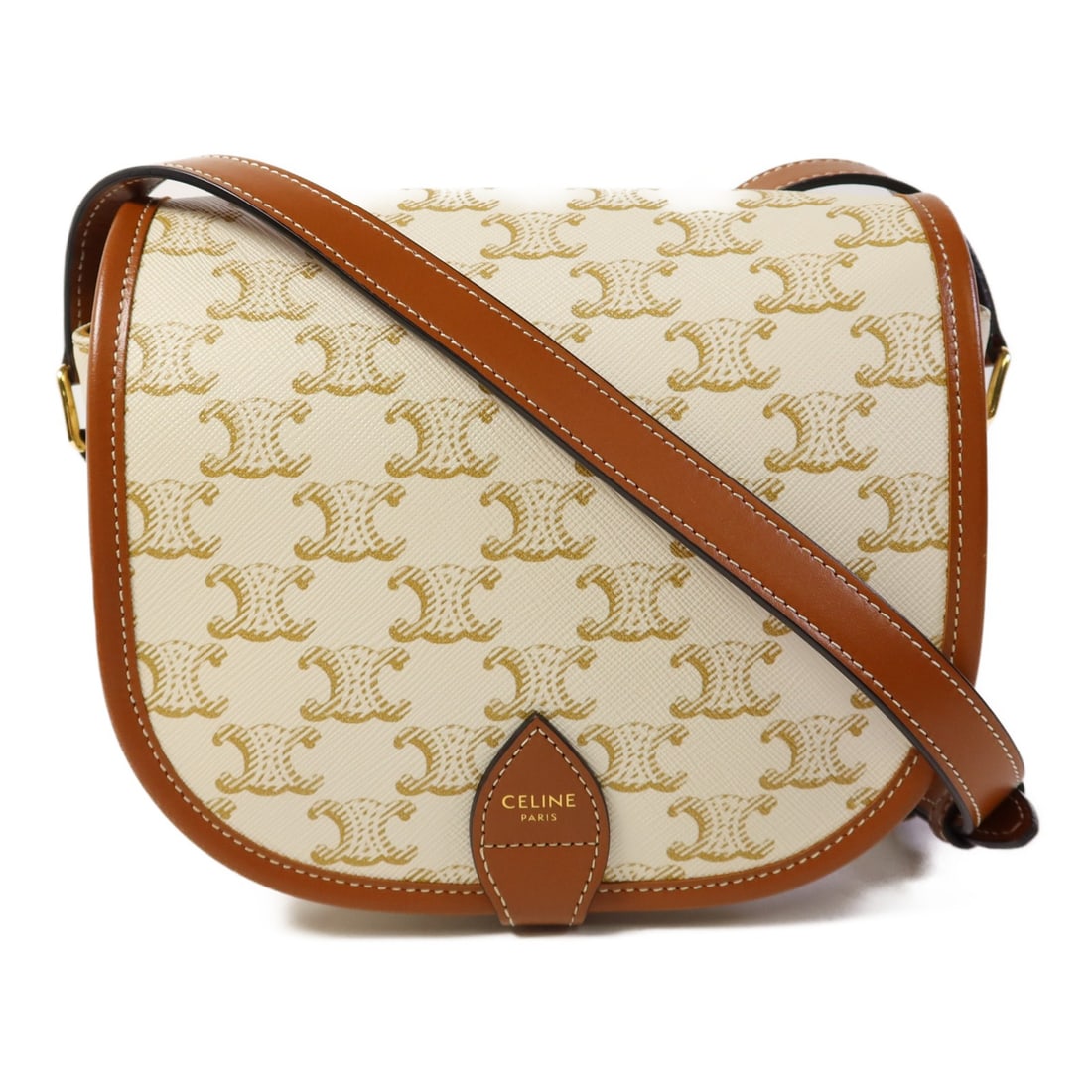 CELINE Folco White PVC Coated Canvas Shoulder Bag GHW: CELINE Folco White PVC Coated Canvas Shoulder Bag GHW This CELINE Folco shoulder bag features a white PVC coated canvas exterior, offering both durability and a stylish look. Designed for women, the b
