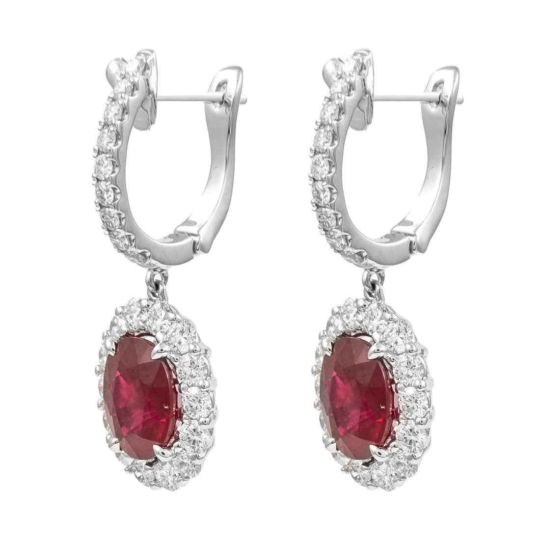 4.91ct Oval Burmese Ruby Diamond Earrings 18k - 4