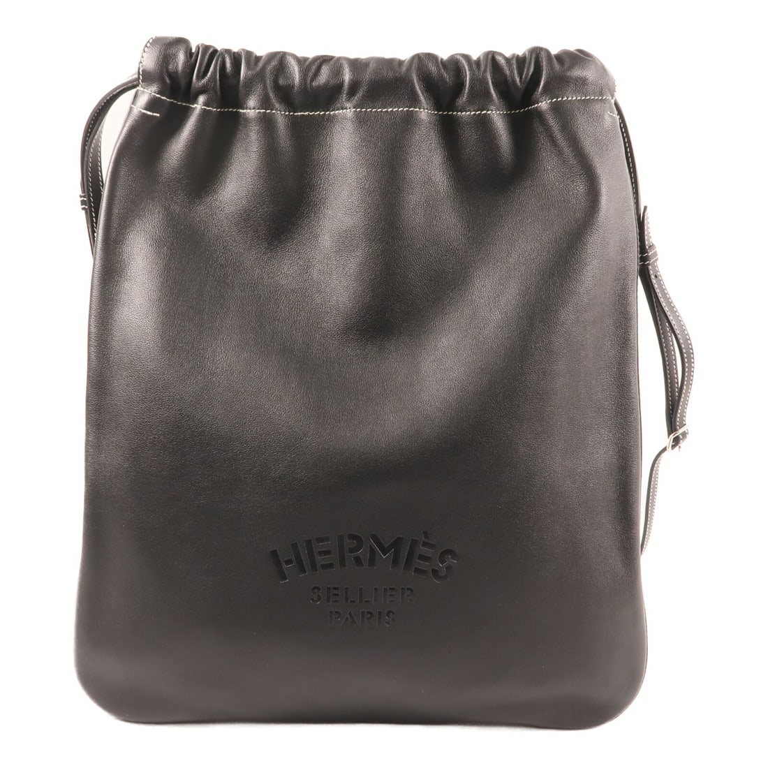 Hermes Bridado Black Evercolor Leather Rucksack Backpack with Palladium Hardware: Hermes Bridado Black Evercolor Leather Rucksack Backpack with Palladium Hardware This Hermes Bridado rucksack backpack is crafted from Evercolor calfskin leather in a classic black shade. Designed for