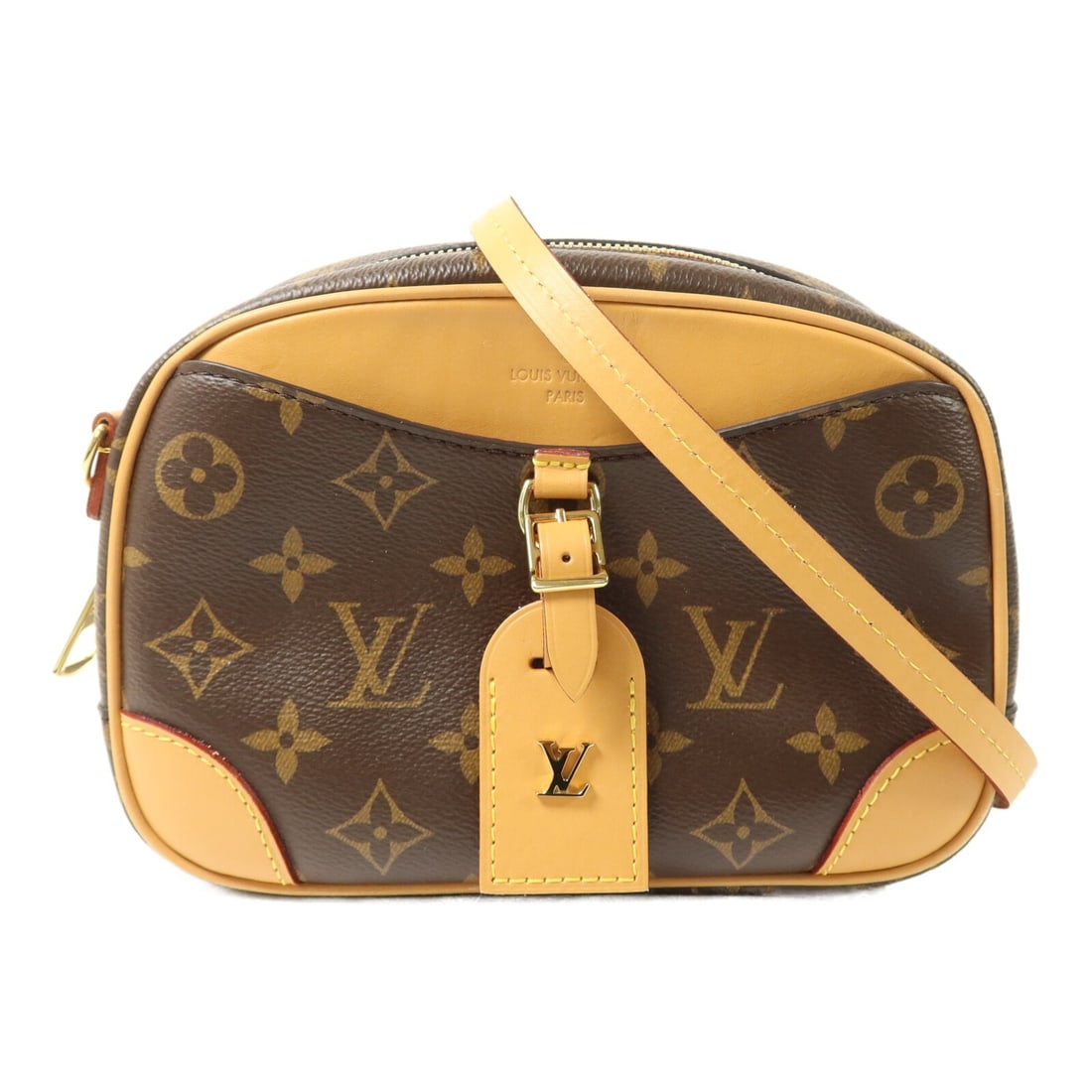 Louis Vuitton Deauville Mini monogram brown shoulder bag GHW M45528: Louis Vuitton Deauville Mini monogram brown shoulder bag GHW M45528 This Louis Vuitton Deauville Mini Shoulder Bag features the iconic brown monogram design crafted from PVC coated canvas. The bag is 
