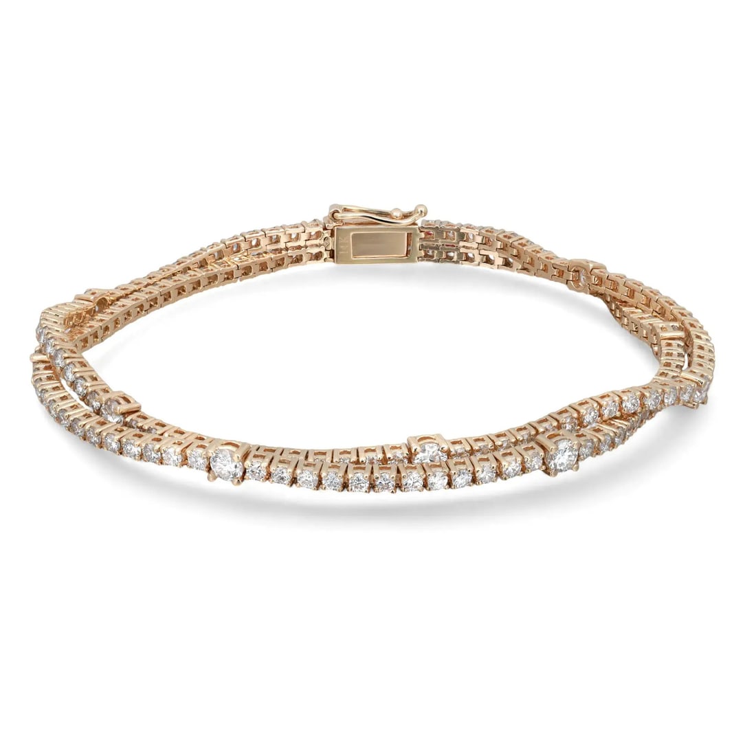 Rachel Koen 2-Row Diamond Tennis Bracelet 14K Yellow Gold 4.75Cttw Lab-Created: Rachel Koen 2-Row Diamond Tennis Bracelet 14K Yellow Gold 4.75Cttw Lab-Created This stunning 2-row prong set diamond tennis bracelet features a total of 4.75 carats of lab-created round diamonds, expe