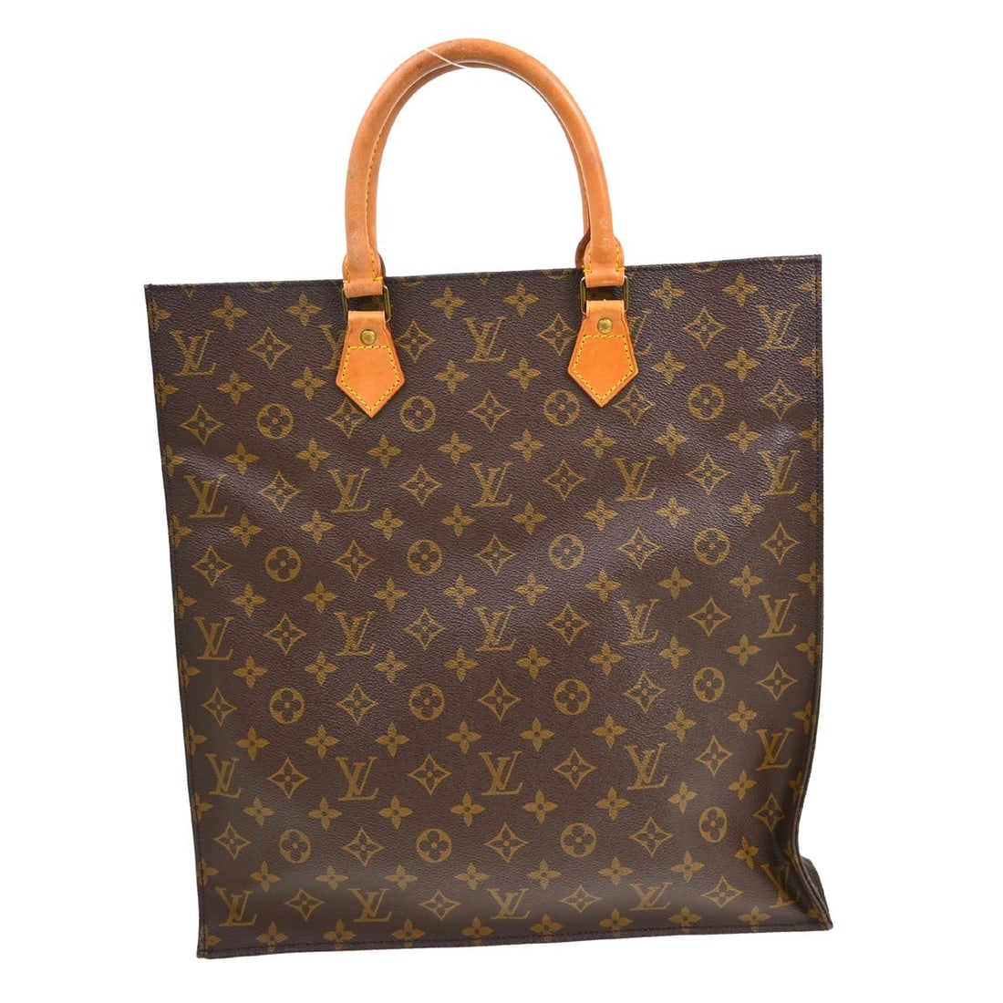 Louis Vuitton Sac Plat Monogram Tote Bag M51140: Louis Vuitton Sac Plat Monogram Tote Bag M51140 This Louis Vuitton Monogram Sac Plat tote bag features the iconic monogram canvas exterior with beige double leather handles. Designed in a medium size,