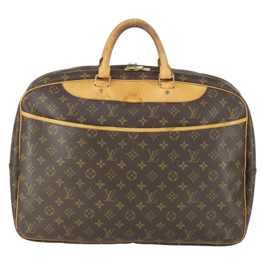 Monogram Canvas Alize Bag by Louis Vuitton Unisex Brown 47cm: Monogram Canvas Alize Bag by Louis Vuitton Unisex Brown 47cm The Louis Vuitton Alize Bag features the brand's signature monogram canvas and is designed for unisex use. This brown bag is crafted from c