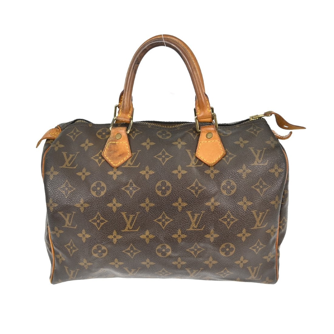 Louis Vuitton Speedy 30 Monogram Canvas Satchel Top Handle Bag: Louis Vuitton Speedy 30 Monogram Canvas Satchel Top Handle Bag This Louis Vuitton Speedy 30 handbag showcases the classic monogram canvas design, complemented by beige leather double handles and brown