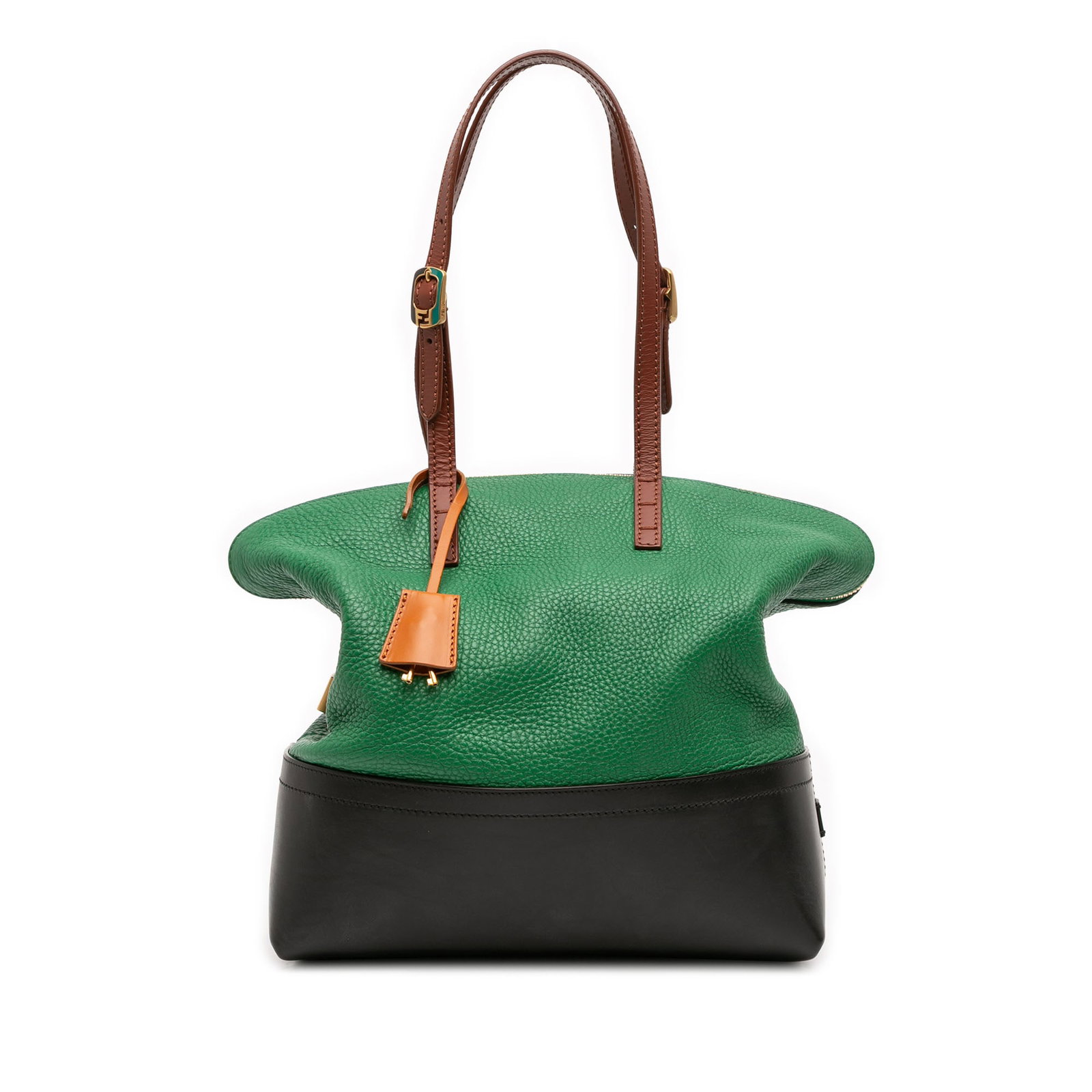 Fendi 2Bag Medium Colorblock Leather Tote with Interior Zip Pockets: Fendi 2Bag Medium Colorblock Leather Tote with Interior Zip Pockets This Fendi Medium Leather 2Bag Colorblock Tote features a leather body with a distinctive colorblock design, flat leather straps, a 