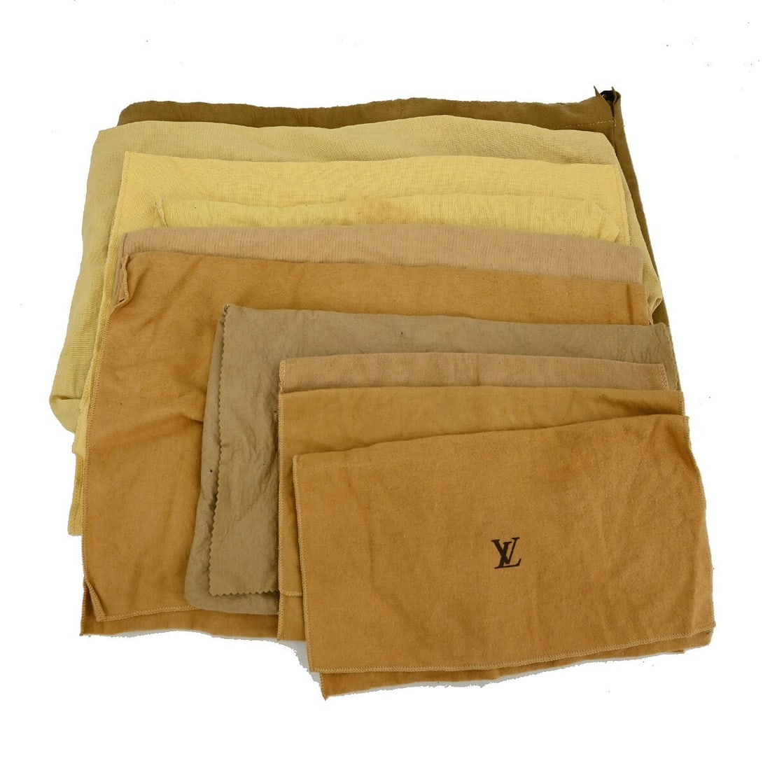 Set of 10 Cotton Dust Bags in Brown Beige by Louis Vuitton: Set of 10 Cotton Dust Bags in Brown Beige by Louis Vuitton This is a set of ten authentic Louis Vuitton dust bags made from 100% cotton in brown and beige. Designed for unisex use, these dust bags are