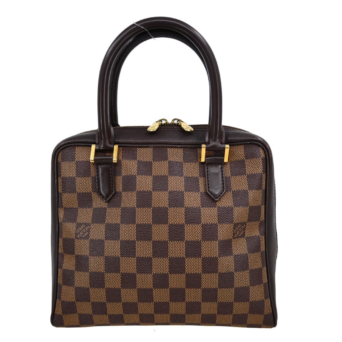 Louis Vuitton Brera Damier Canvas Medium Brown Handbag with Double Handles: Louis Vuitton Brera Damier Canvas Medium Brown Handbag with Double Handles This Louis Vuitton Brera handbag features the iconic Damier canvas leather exterior in brown, accented with the classic Louis