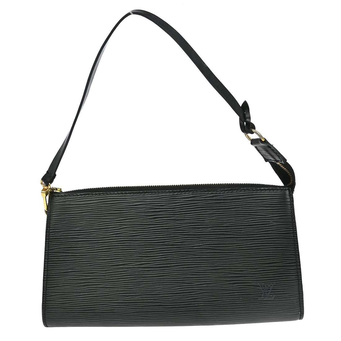 Louis Vuitton Epi Leather Pochette Accessoires Black Medium Handbag M52942: Louis Vuitton Epi Leather Pochette Accessoires Black Medium Handbag M52942 This Louis Vuitton Pochette Accessoires 24 handbag features the brand's signature Epi leather exterior in black, accented wit