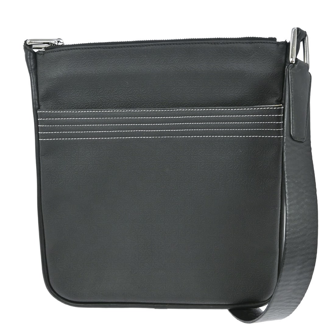 Loewe Black PVC Crossbody Shoulder Bag with Adjustable Strap: Loewe Black PVC Crossbody Shoulder Bag with Adjustable Strap This Loewe Shoulder Bag is crafted from durable black PVC with leather accents, offering a sleek and modern crossbody style. With dimension