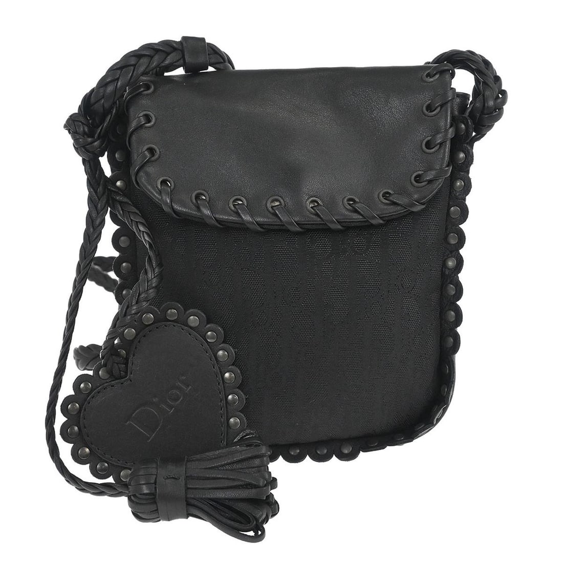 Dior Trotter Ethnic Small Black Canvas Leather Shoulder Bag CM0067 (1 of 10)
