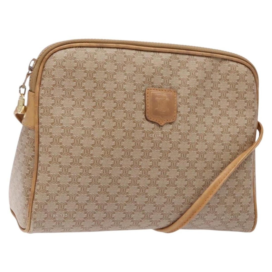 Celine Macadam Beige Canvas and Leather Vintage Shoulder Bag: Celine Macadam Beige Canvas and Leather Vintage Shoulder Bag This Celine Vintage Macadam Shoulder Bag features a beige canvas exterior with leather accents. Designed for women, the bag showcases the c