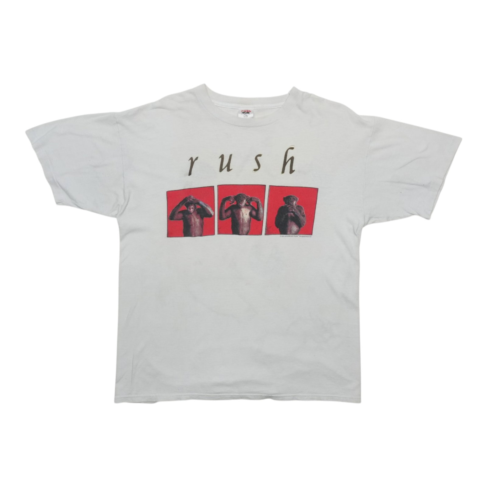Vintage 1993 Rush Counterparts White Cotton Band T-Shirt: Vintage 1993 Rush Counterparts White Cotton Band T-Shirt This is an original vintage 1993 Rush Counterparts shirt, featuring graphics on both the front and back. It is a genuine vintage item, not a mo