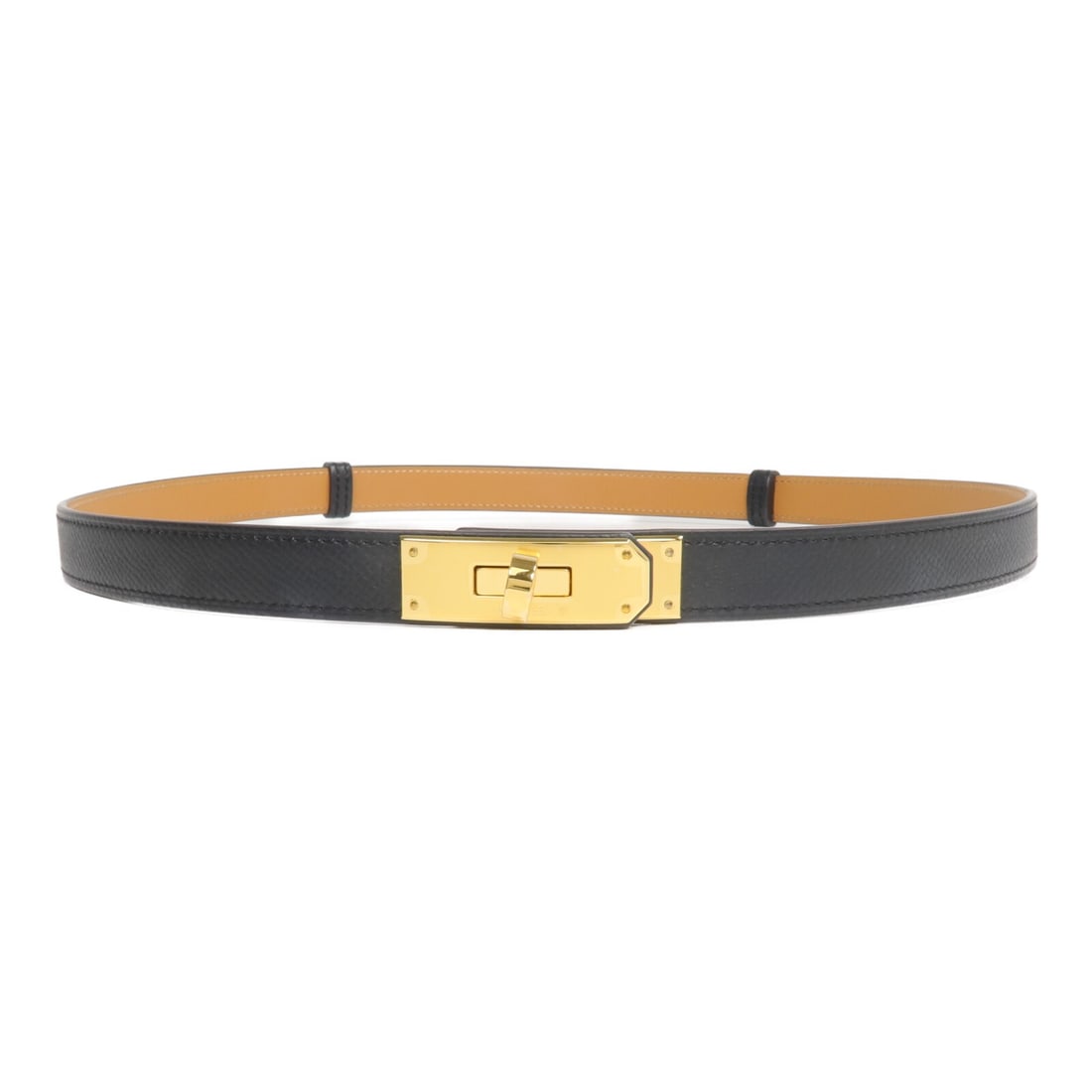 Hermes Kelly 18 black Epsom leather belt GHW: Hermes Kelly 18 black Epsom leather belt GHW This Hermes Kelly 18 belt is crafted from high-quality Epsom calfskin leather in a classic black shade. Designed for women, it features a sophisticated sty