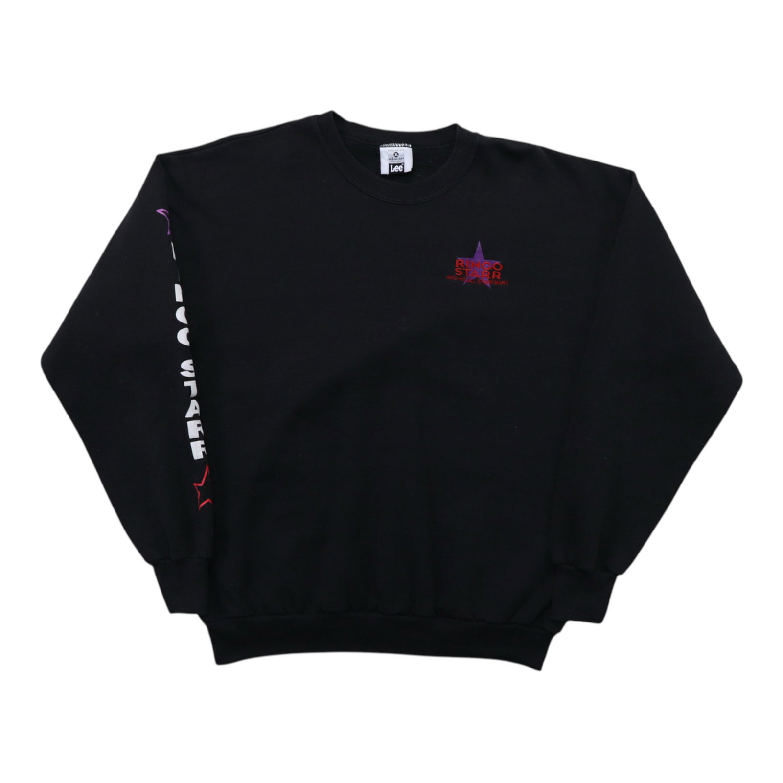 Vintage 1992 Ringo Starr All Starr Band Black Poly Cotton Sweatshirt: Vintage 1992 Ringo Starr All Starr Band Black Poly Cotton Sweatshirt This is an original vintage 1992 Ringo Starr and His All Starr Band sweatshirt. Featuring no back graphics, the sweatshirt is craft