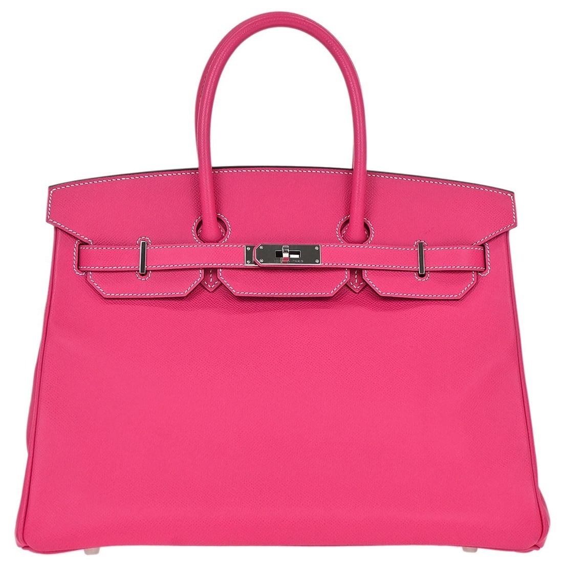 Hermes Birkin 35 Rose Tyrien Epsom Pink Leather Top Handle Bag: Hermes Birkin 35 Rose Tyrien Epsom Pink Leather Top Handle Bag This Hermes Birkin 35 is crafted from Rose Tyrien Epsom leather and features a structured silhouette with double handles and a turnlock c