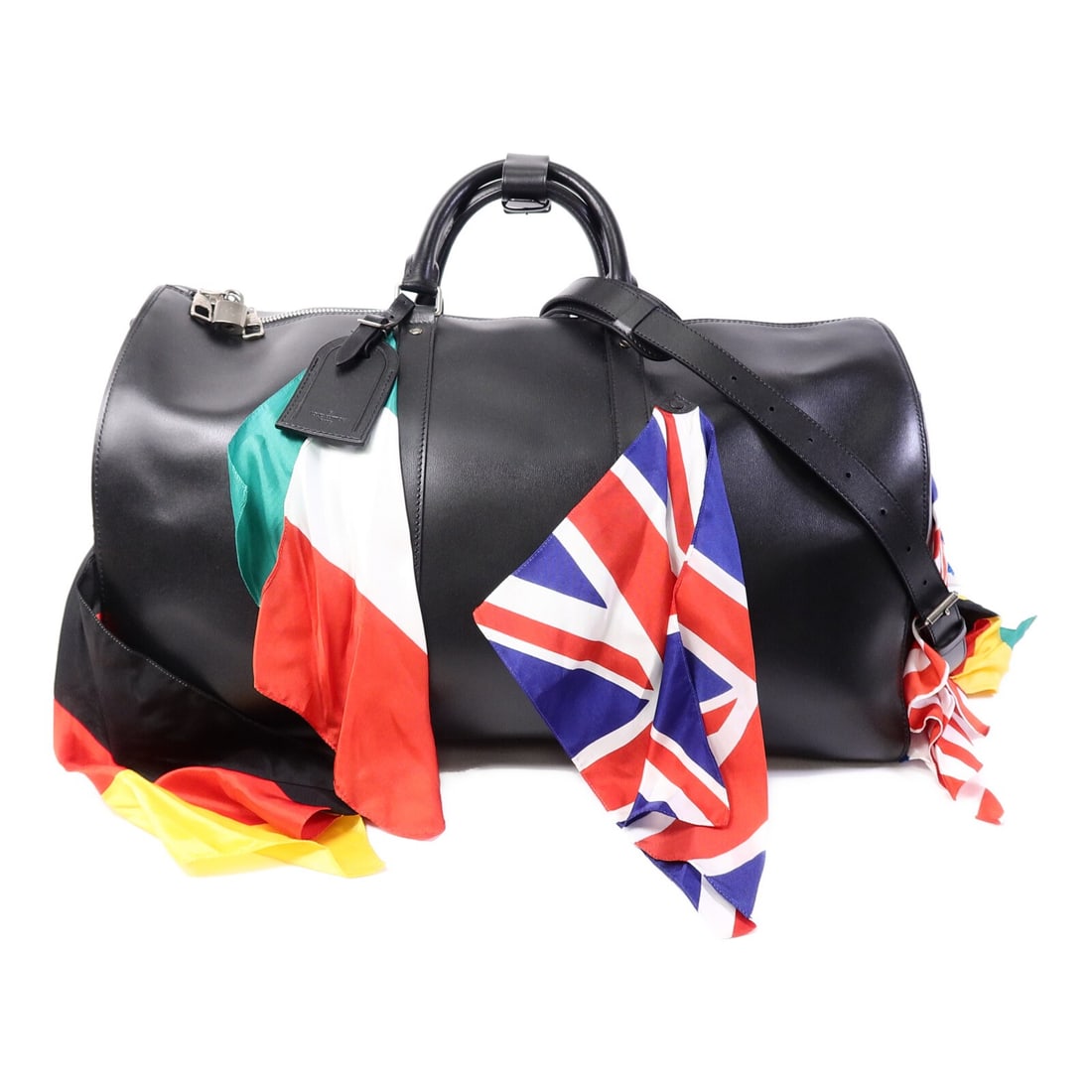 Louis Vuitton Keepall Bandouliere 50 Black Calfskin Shoulder Bag: Louis Vuitton Keepall Bandouliere 50 Black Calfskin Shoulder Bag This Louis Vuitton Keepall Bandouliere 50 is a versatile 2-way shoulder bag crafted from black calfskin leather. Designed for women, it