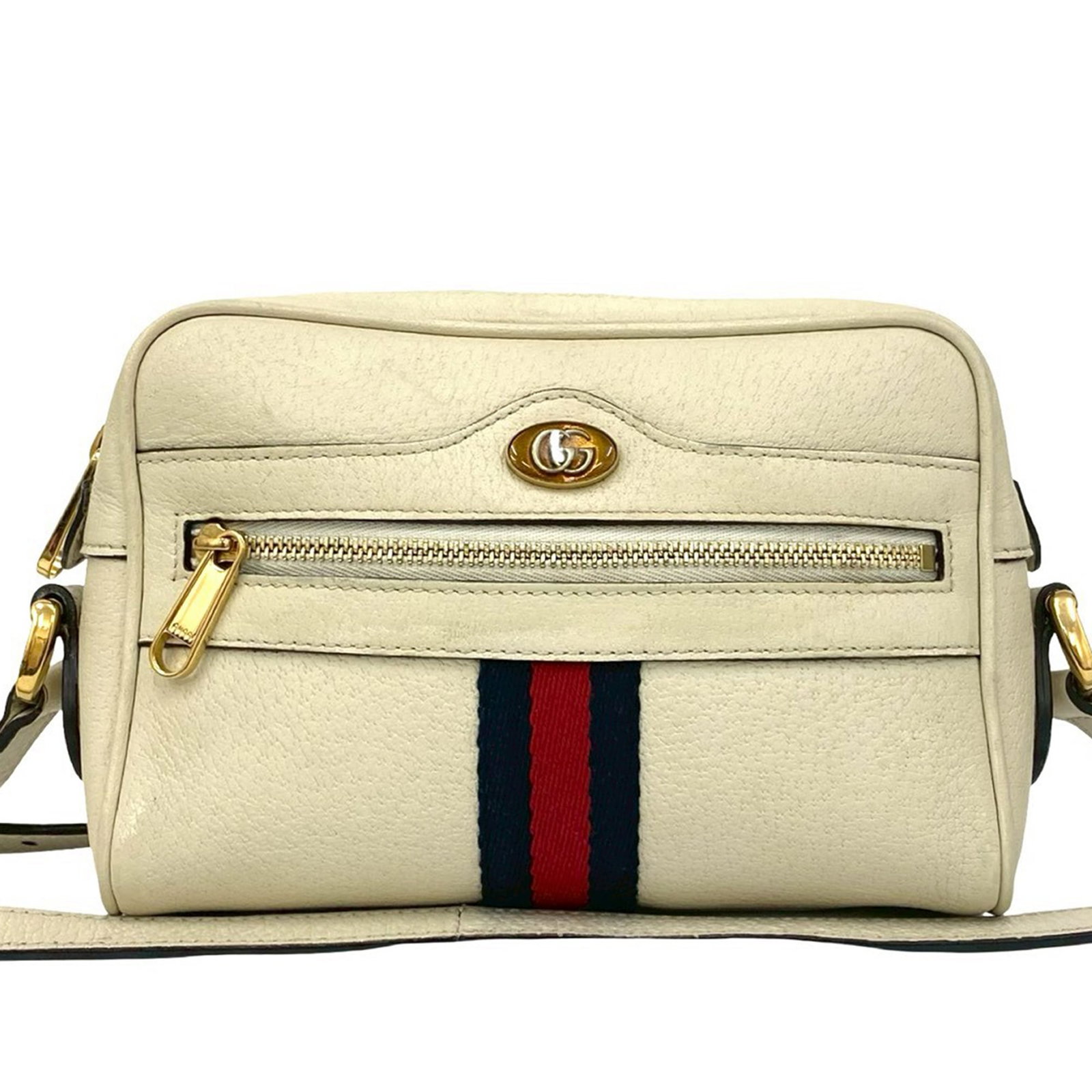 Gucci Ophidia Mini White Leather Crossbody Shoulder Bag: Gucci Ophidia Mini White Leather Crossbody Shoulder Bag The Gucci Mini Leather Ophidia Crossbody is crafted from white leather and features an adjustable flat leather shoulder strap, a top zip closure