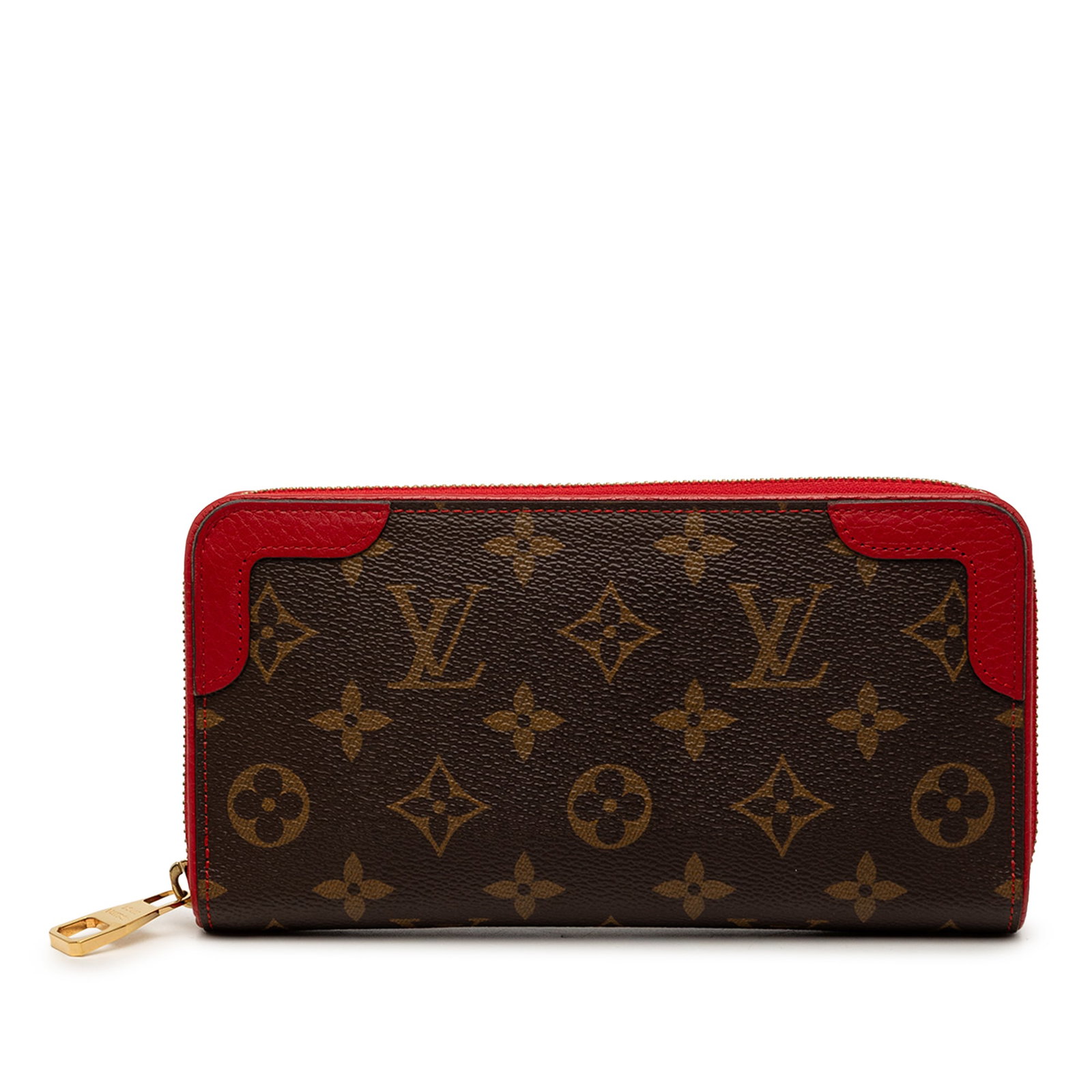 Louis Vuitton Retiro Monogram Long Zip Wallet with Leather Trim: Louis Vuitton Retiro Monogram Long Zip Wallet with Leather Trim This Louis Vuitton Monogram Retiro Zippy Wallet features a brown monogram canvas body with leather trim. It is designed with a zip-aroun