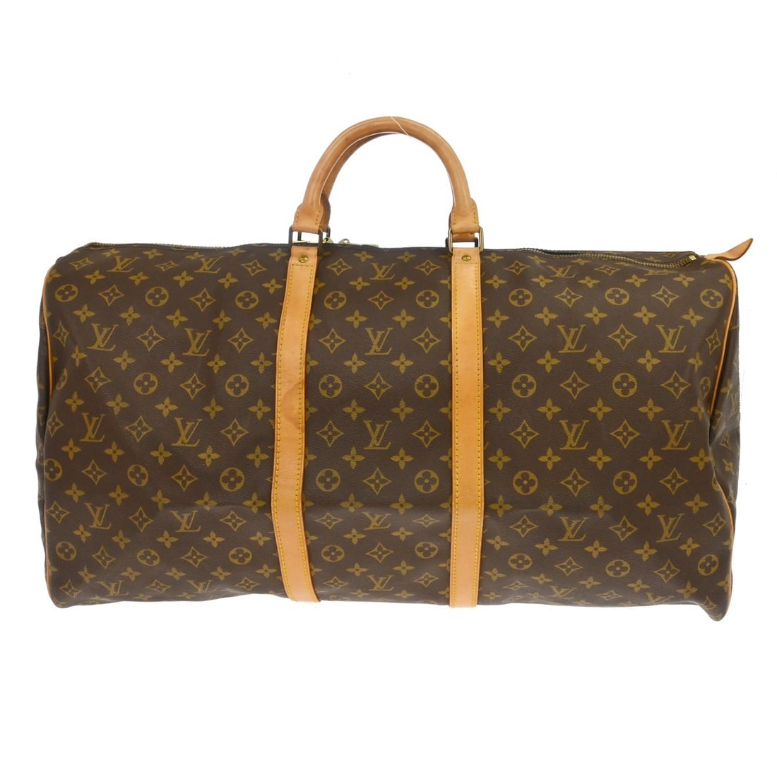 Louis Vuitton Monogram Canvas Keepall Unisex Travel Bag 60cm: Louis Vuitton Monogram Canvas Keepall Unisex Travel Bag 60cm This Louis Vuitton Keepall Bag is crafted from monogram canvas in brown and is designed for unisex use. The bag features leather trim with 