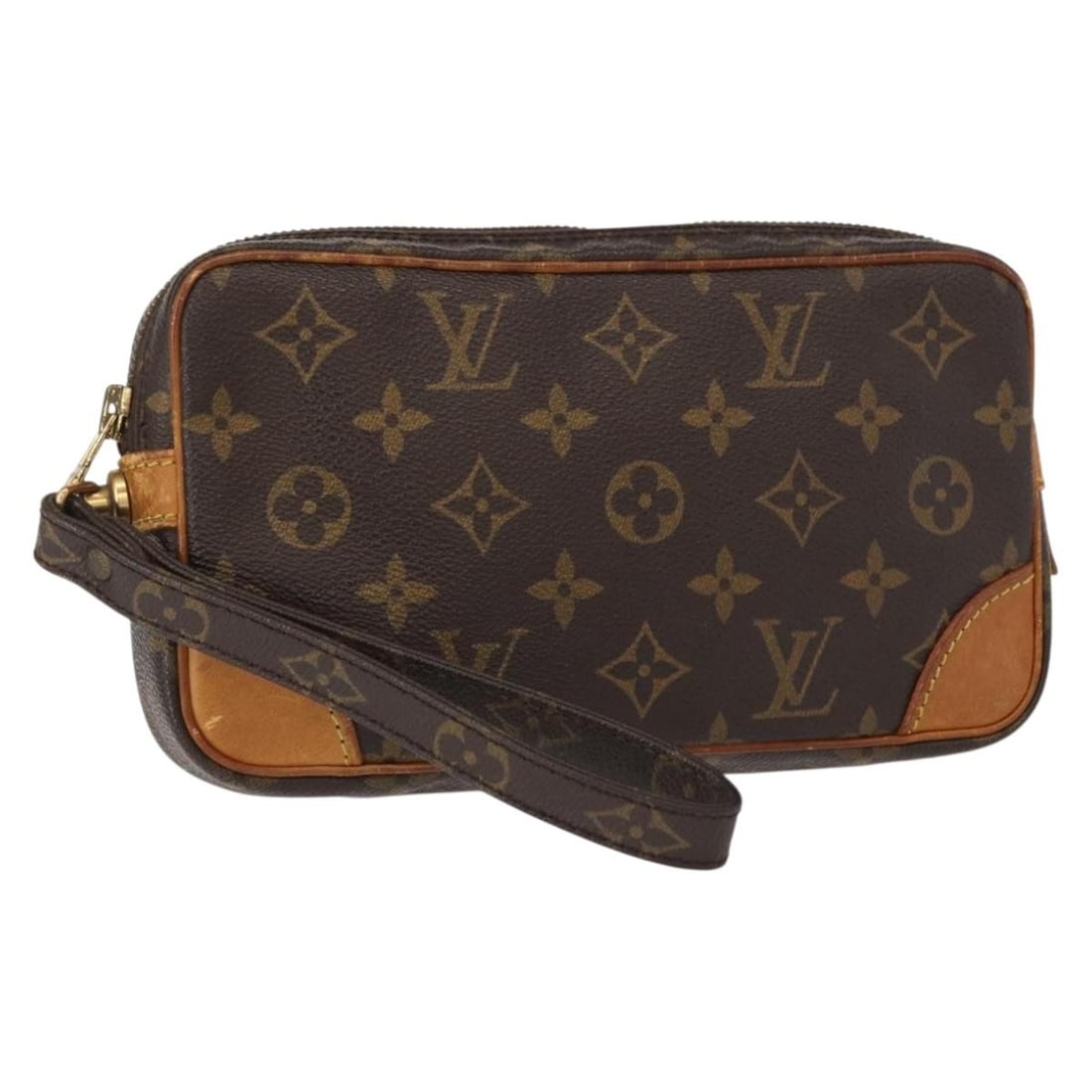 Marly Dragonne Monogram Canvas Clutch Bag by Louis Vuitton: Marly Dragonne Monogram Canvas Clutch Bag by Louis Vuitton This Louis Vuitton Marly Dragonne Clutch is crafted from Monogram canvas in brown and designed for women. The bag is pre-owned and in good co