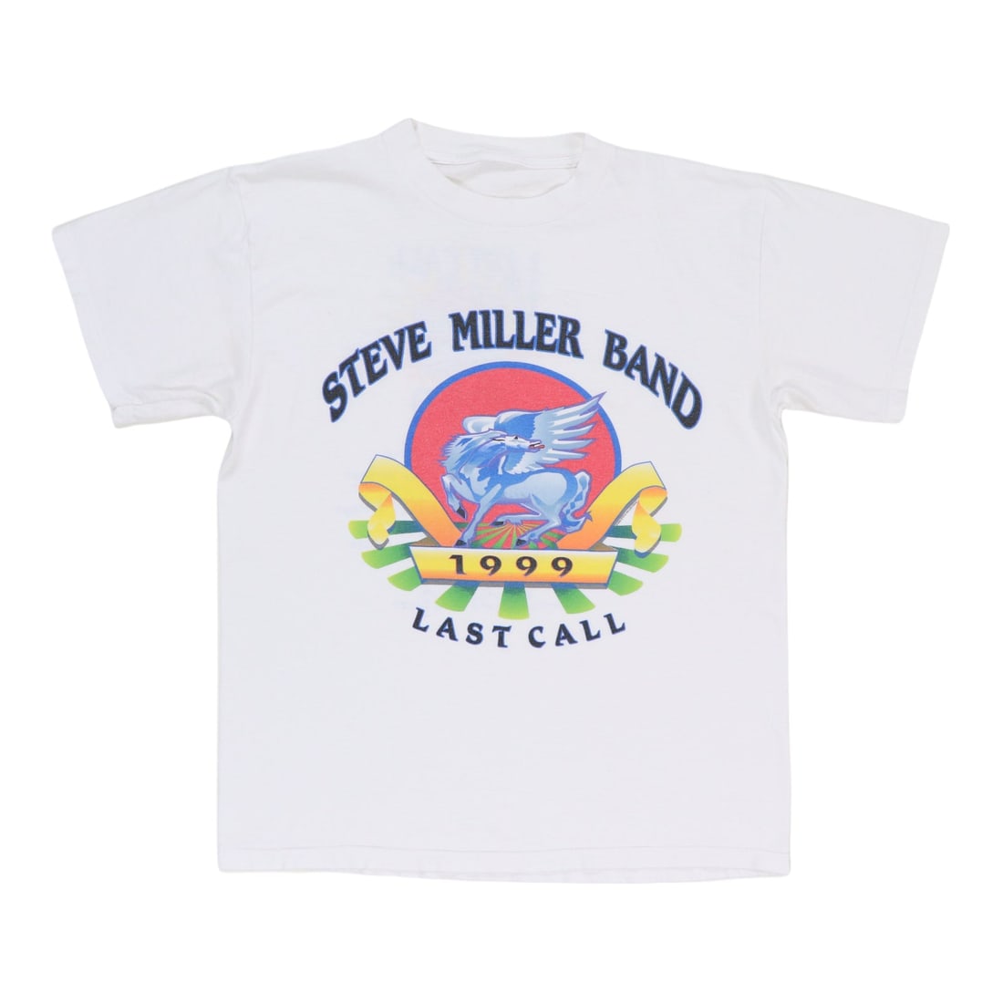 Vintage 1999 Last Call Tour Steve Miller Band White Cotton Shirt: Vintage 1999 Last Call Tour Steve Miller Band White Cotton Shirt This is an original vintage 1999 Steve Miller Band Last Call Tour shirt featuring front and back graphics. Made from 100% cotton, the s