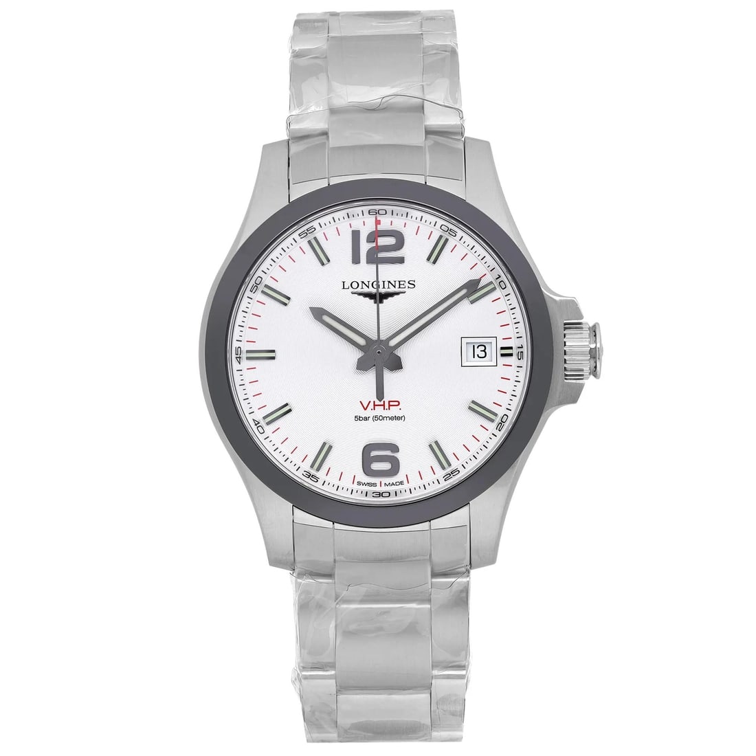 Longines Conquest V.H.P. 43mm Steel Bracelet Quartz Watch L3.719.4.76.6: Longines Conquest V.H.P. 43mm Steel Bracelet Quartz Watch L3.719.4.76.6 Discover the Longines Conquest V.H.P., an exquisite men's wristwatch that combines elegance with functionality. This timepiece f