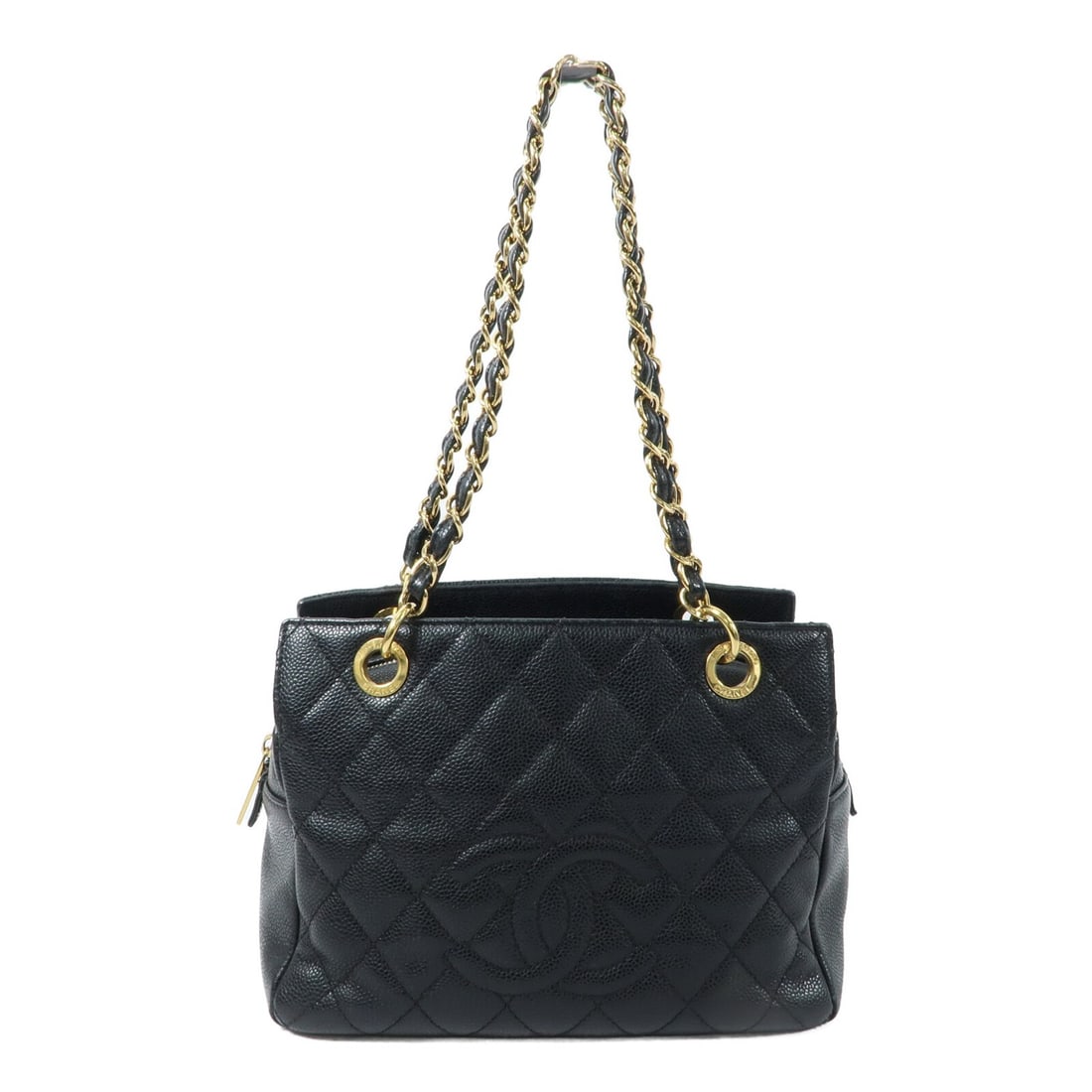 CHANEL Black Calfskin Petite Timeless Chain Tote GHW: CHANEL Black Calfskin Petite Timeless Chain Tote GHW This CHANEL Petite Timeless Tote is crafted from black calfskin leather and features the iconic CC logo with gold-tone hardware. Designed as a clas
