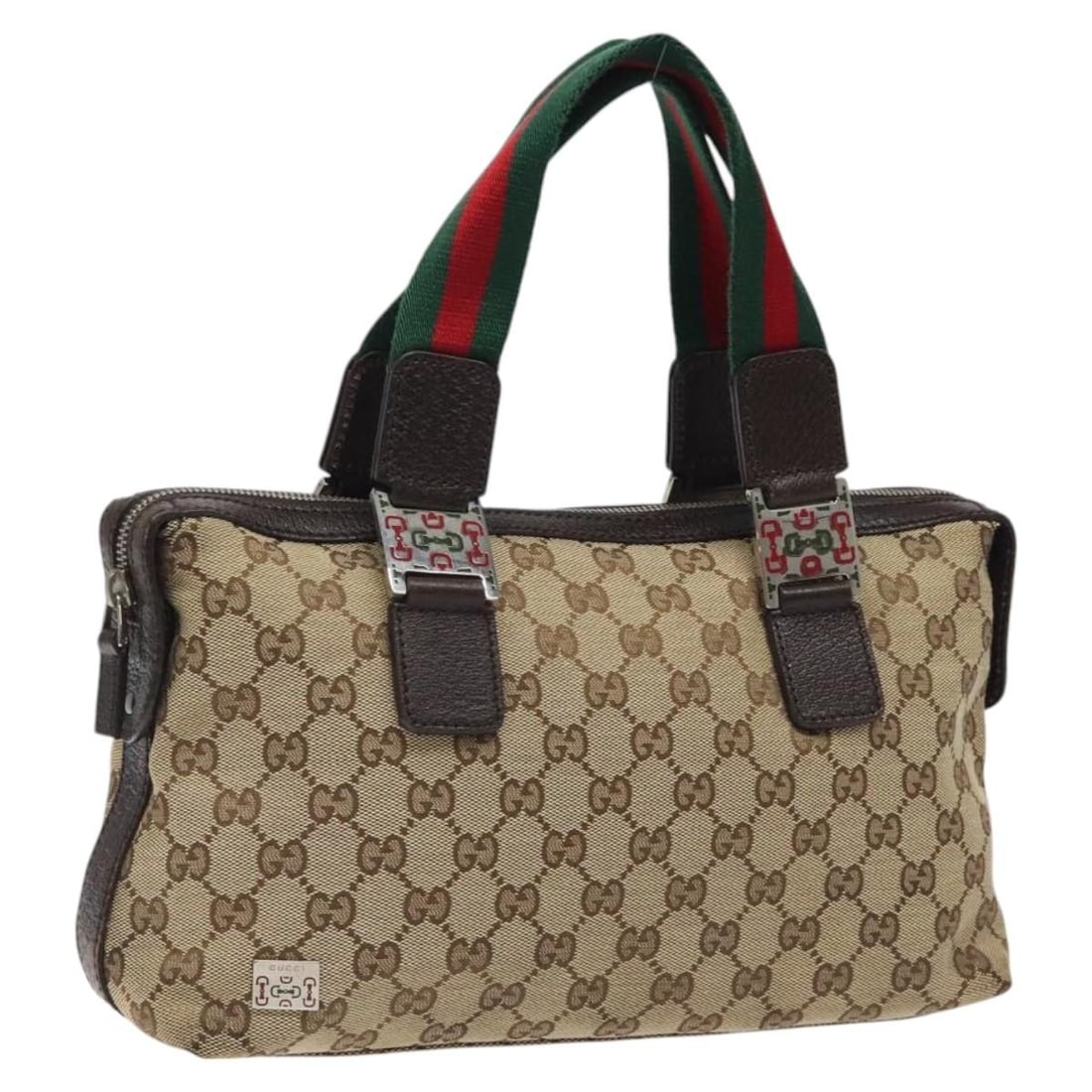 Gucci GG Canvas Sherry Line Beige Silver 145759 Women's Handbag With Dust Bag: Gucci GG Canvas Sherry Line Beige Silver 145759 Women's Handbag With Dust Bag This is a GUCCI GG Canvas Web Sherry Line hand bag in beige and silver, designed for women. Crafted in Italy, the bag feat