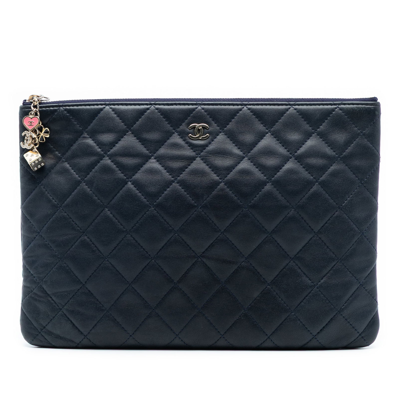 Blue Chanel Casino Beauty O Case Medium Quilted Lambskin Clutch Bag (1 of 7)