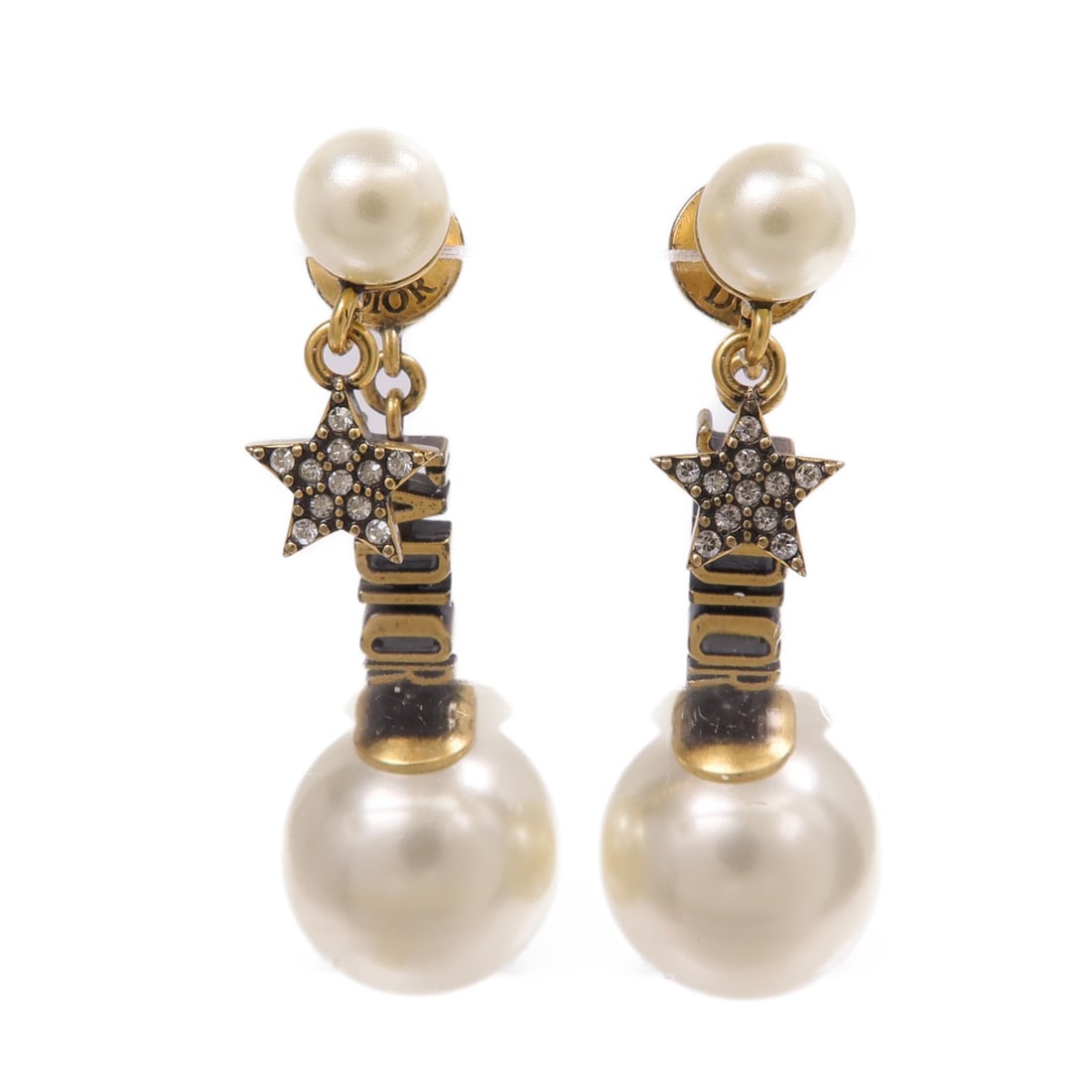 Dior J'Adior White and Gold Tone Pierced Earrings for Women: Dior J'Adior White and Gold Tone Pierced Earrings for Women These Christian Dior J'Adior pierced earrings feature a stylish design crafted from PVC and metal in a gold and white color scheme. Designed