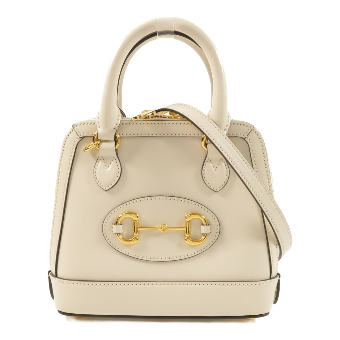 Gucci Horsebit 1955 White Calfskin Shoulder Bag with Gold Hardware: Gucci Horsebit 1955 White Calfskin Shoulder Bag with Gold Hardware This GUCCI Horsebit 1955 2-way shoulder bag is crafted from white calfskin leather and features gold-tone hardware. Designed for wome