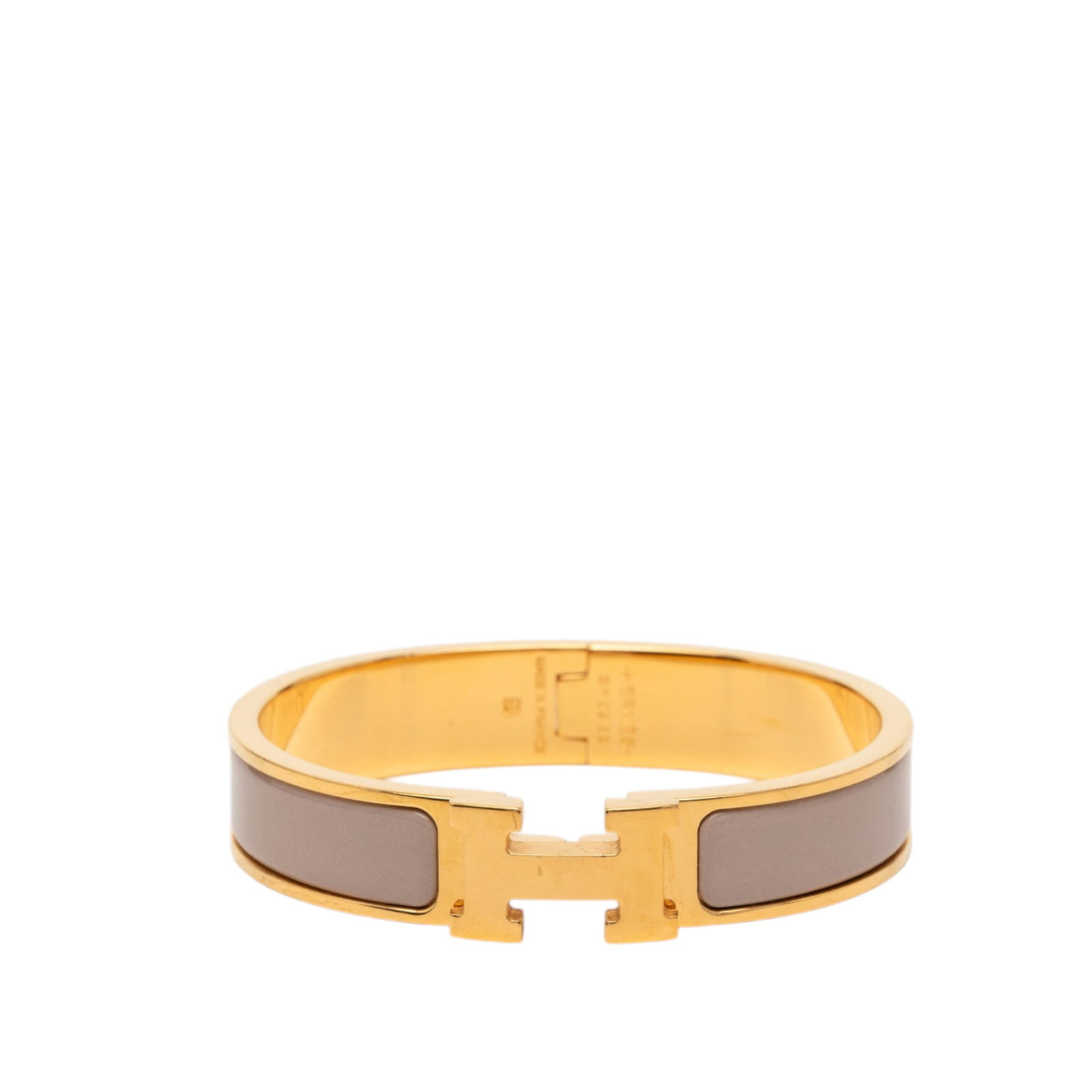 Hermes Clic H PM Enamel and Gold Plated Bangle Bracelet (1 of 5)