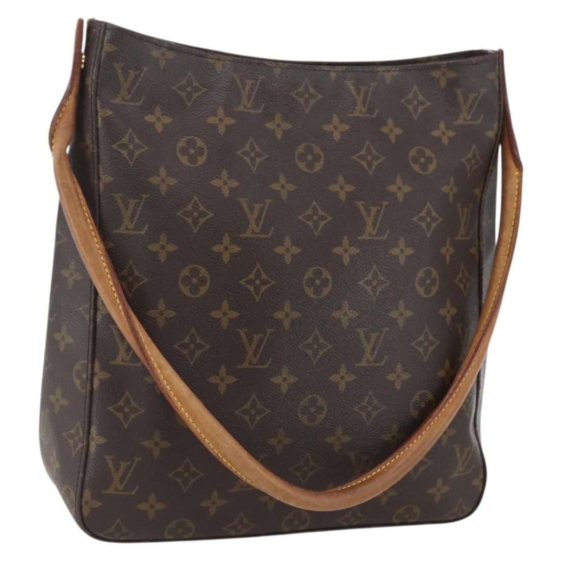 Louis Vuitton Looping Brown Monogram Canvas Shoulder Bag: Louis Vuitton Looping Brown Monogram Canvas Shoulder Bag Louis Vuitton Looping Handbag crafted in monogram canvas designed for women. The handbag features a shoulder strap and metal fittings. It shows