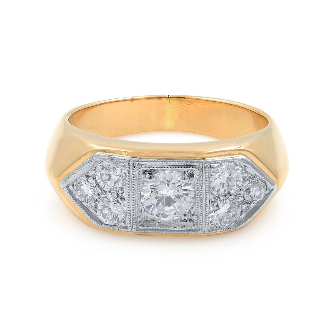Rachel Koen 18K Rose Gold Men's Ring 1.35ct Diamonds Size 11.5: Rachel Koen 18K Rose Gold Men's Ring 1.35ct Diamonds Size 11.5 Discover the elegance of this 18K rose gold men's ring from Rachel Koen, featuring exquisite round cut diamonds. The ring showcases a tot