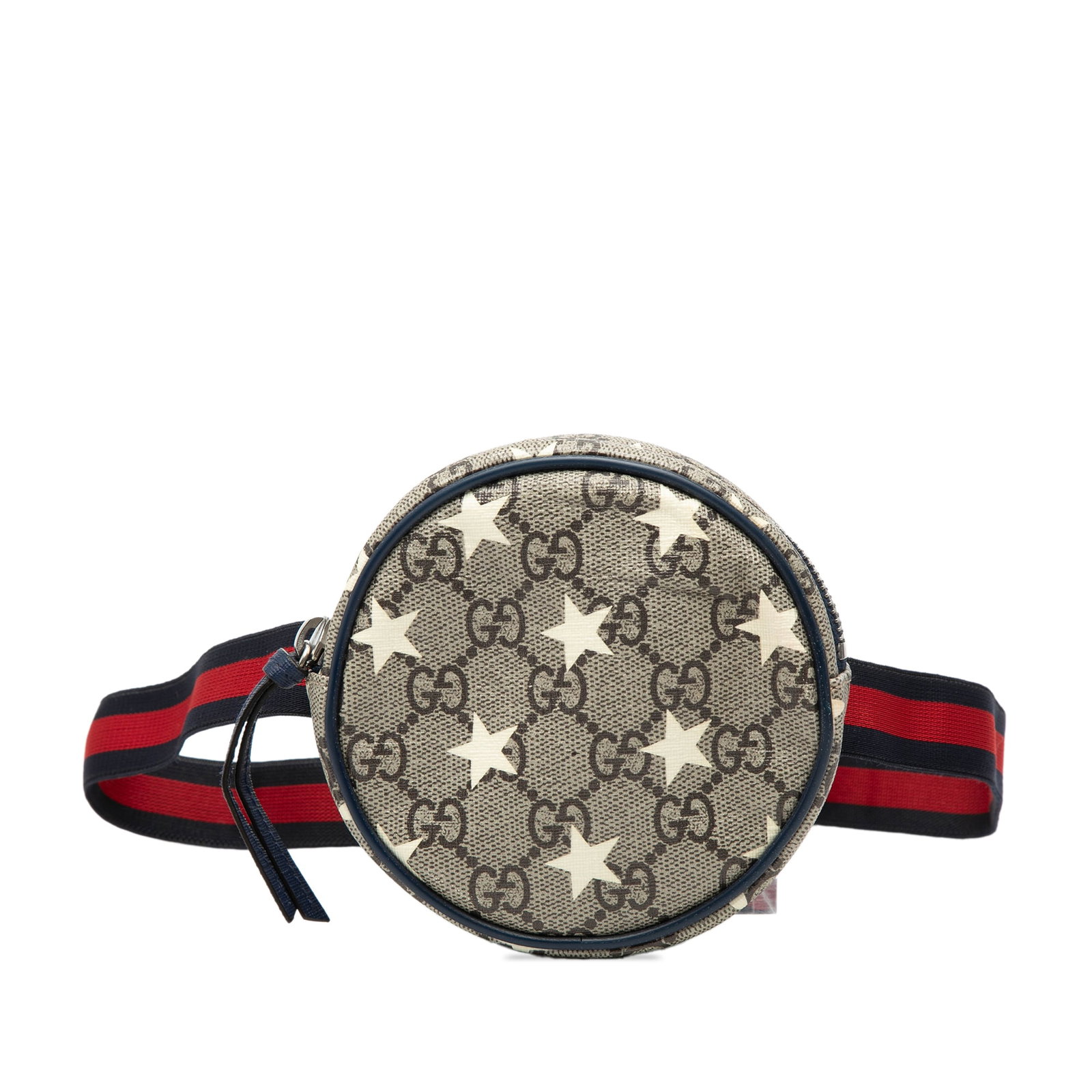 Gucci Kids GG Supreme Stars Canvas Belt Bag with Web Strap: Gucci Kids GG Supreme Stars Canvas Belt Bag with Web Strap This Gucci Kids GG Supreme Stars Web Belt Bag is crafted from printed coated canvas with leather trim. It features a flat canvas web waist st