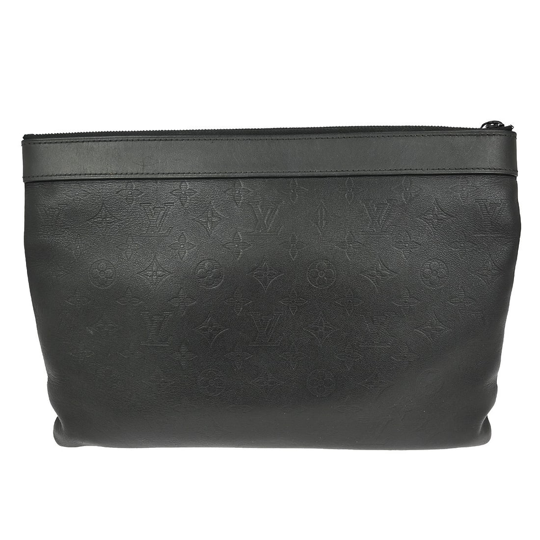 Louis Vuitton Discovery Shadow Pochette GM Black Leather Clutch: Louis Vuitton Discovery Shadow Pochette GM Black Leather Clutch This Louis Vuitton Shadow Pochette Discovery GM is a stylish clutch crafted from black leather with a matching black lining. Featuring a