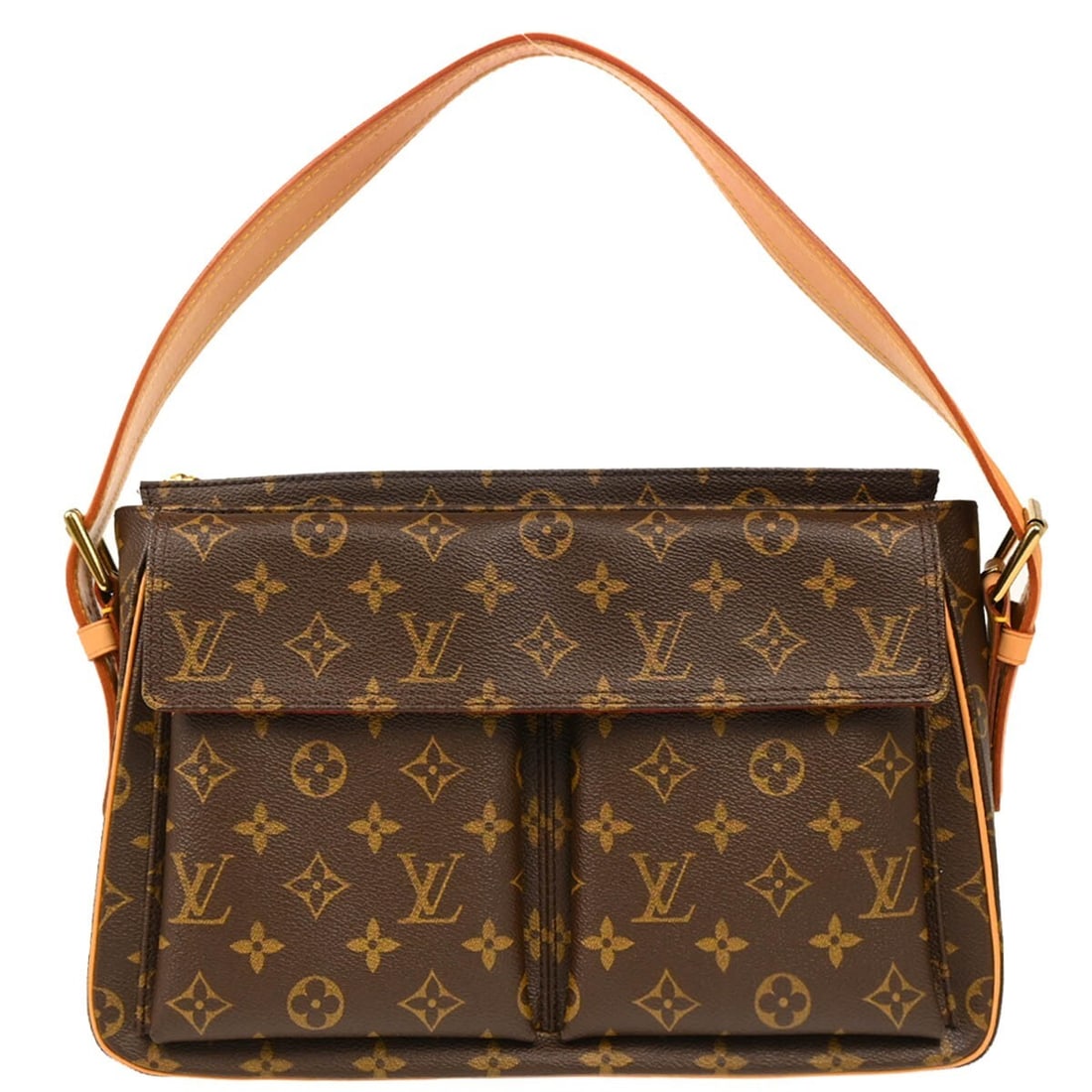 Louis Vuitton Monogram Viva Cite GM Handbag M51163 Zip Closure Red Alcantara (1 of 10)