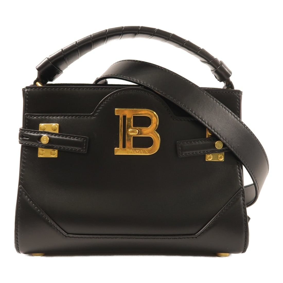 Balmain B-Buzz 22 Black Calfskin Mini Shoulder Bag with Gold Hardware: Balmain B-Buzz 22 Black Calfskin Mini Shoulder Bag with Gold Hardware This Balmain B-Buzz 22 Mini 2Way Shoulder Bag features black calfskin leather and gold-tone hardware. Designed for women, it offer