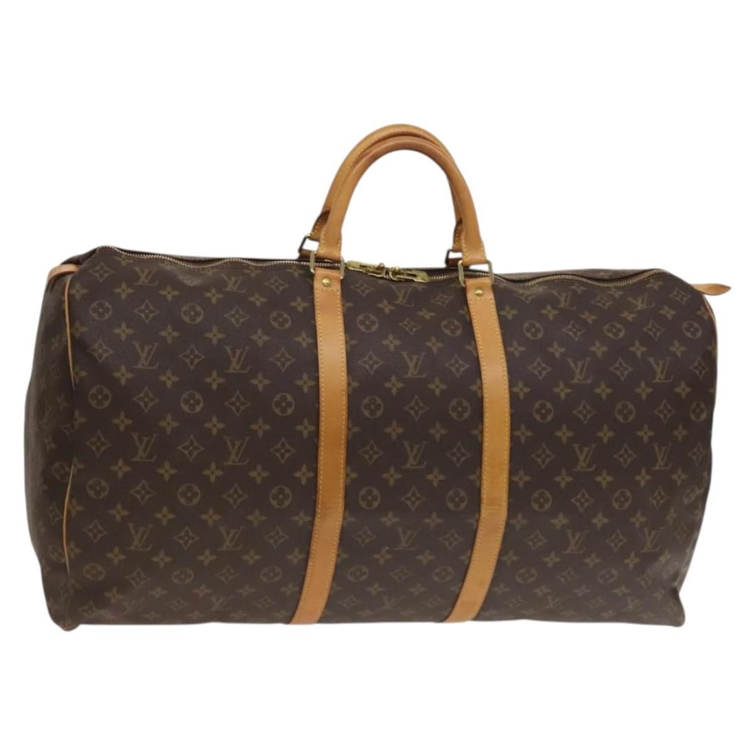 Monogram Canvas Louis Vuitton Keepall 60cm Travel Bag: Monogram Canvas Louis Vuitton Keepall 60cm Travel Bag This Louis Vuitton Keepall bag features the classic Monogram canvas in brown, designed for unisex use. It measures 60cm x 30cm x 26cm and is craft