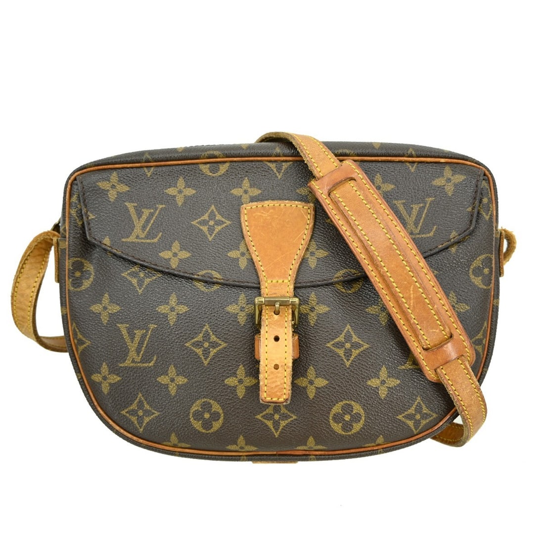 Louis Vuitton Jeune Fille MM Monogram Canvas Crossbody Shoulder Bag: Louis Vuitton Jeune Fille MM Monogram Canvas Crossbody Shoulder Bag This is a vintage Louis Vuitton Jeune Fille MM shoulder bag crafted from brown monogram canvas with a beige crossbody strap. The bag