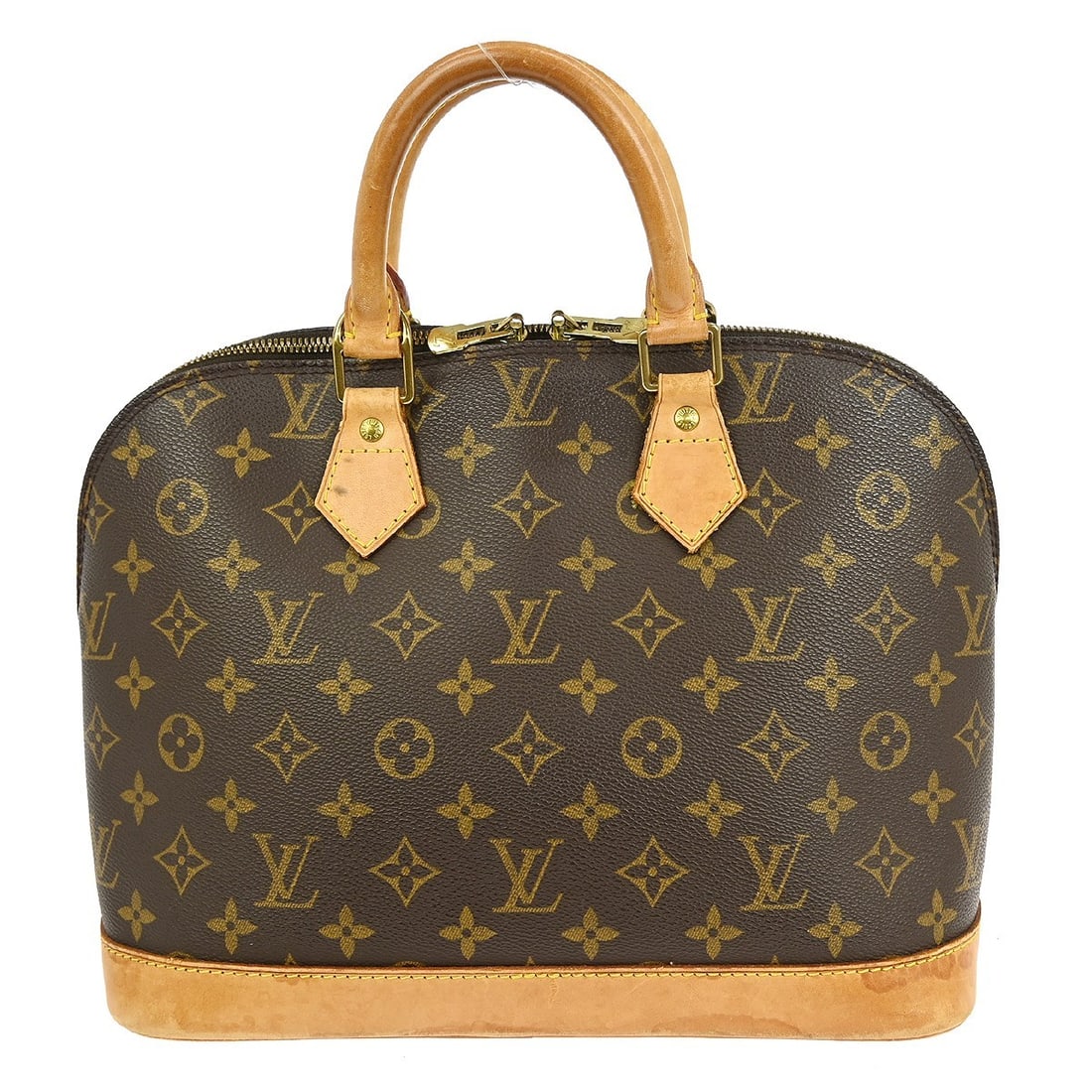 Louis Vuitton Alma Monogram Canvas Medium Top Handle Bag M51130: Louis Vuitton Alma Monogram Canvas Medium Top Handle Bag M51130 This Louis Vuitton Monogram Alma handbag features the iconic monogram canvas exterior with beige double handles and a zip closure. The b